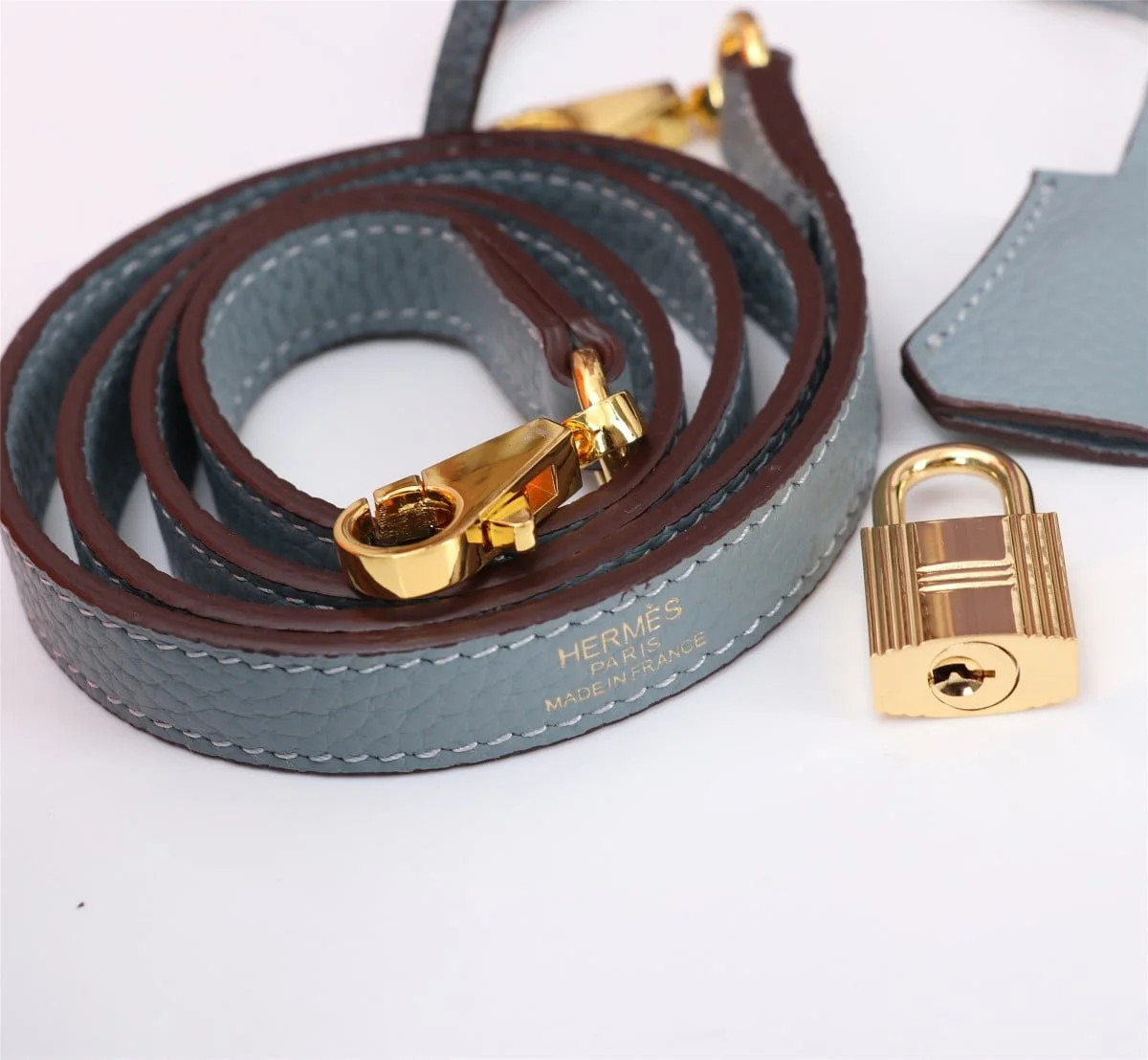 Hermès Kelly Togo Calf Gold hardware Linen blue size: 25Cm/ 28Cm - LITELUX