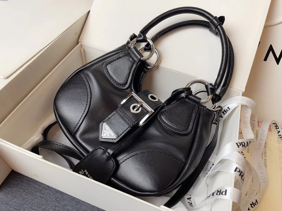 Prada leather Underarm bag black 1BA381 size: 22.5cm - LITELUX
