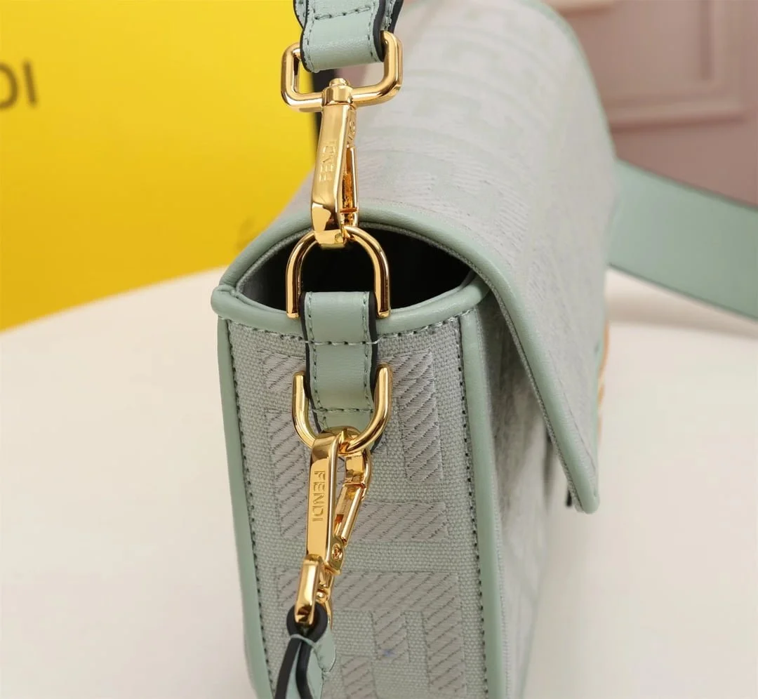 FENDI Baguette F embroidery Light Green shoulderbag F2029 Size: 26*5*15CM - LITELUX