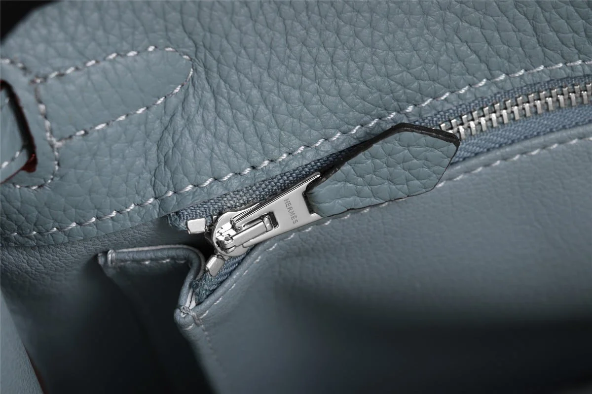 Hermès Kelly Togo Calf Sliver hardware Linen blue size: 25Cm/ 28Cm - LITELUX