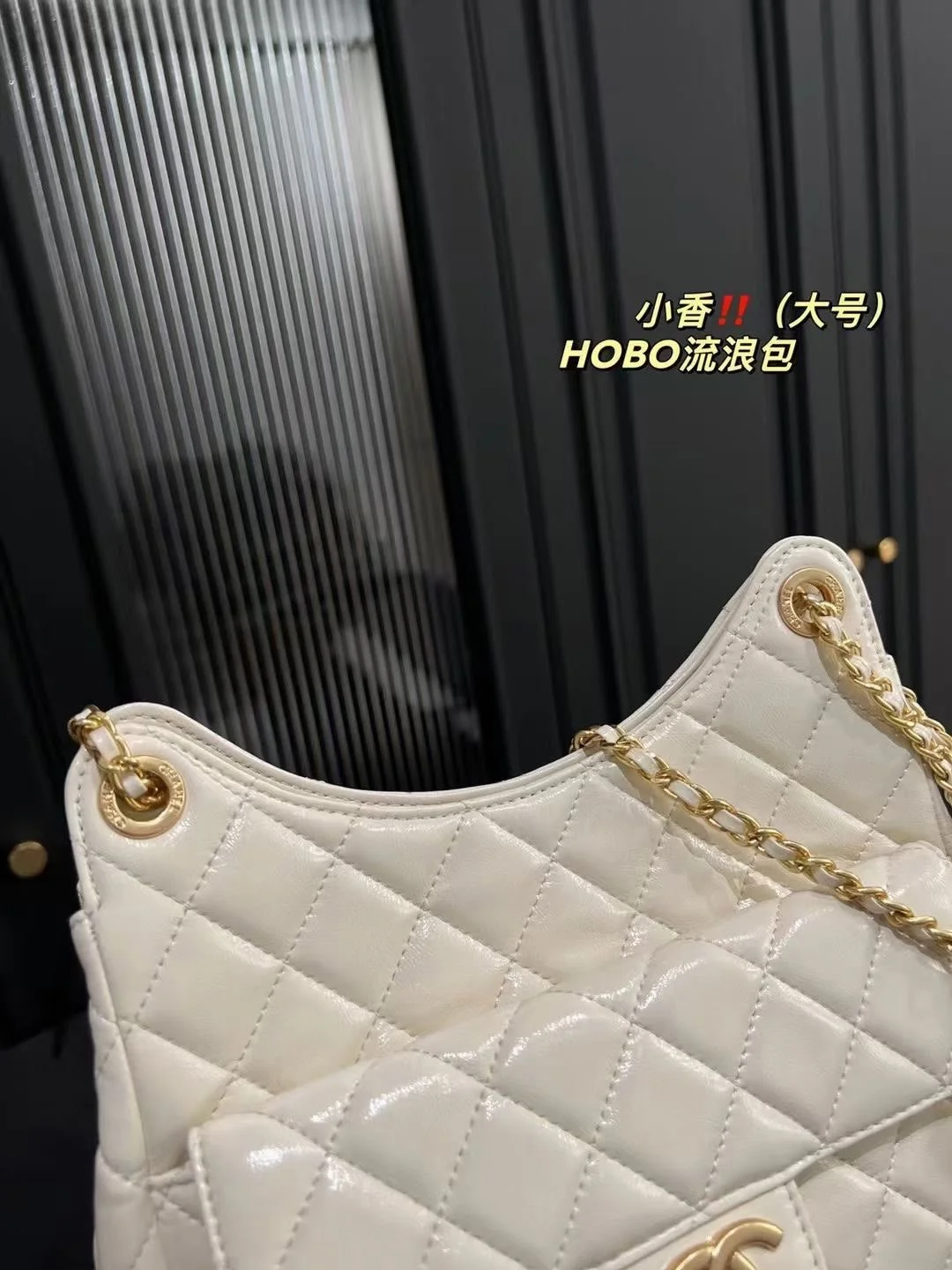 Chanel HOBO bag Oil wax leather white 3690 size: 22*20cm - LITELUX