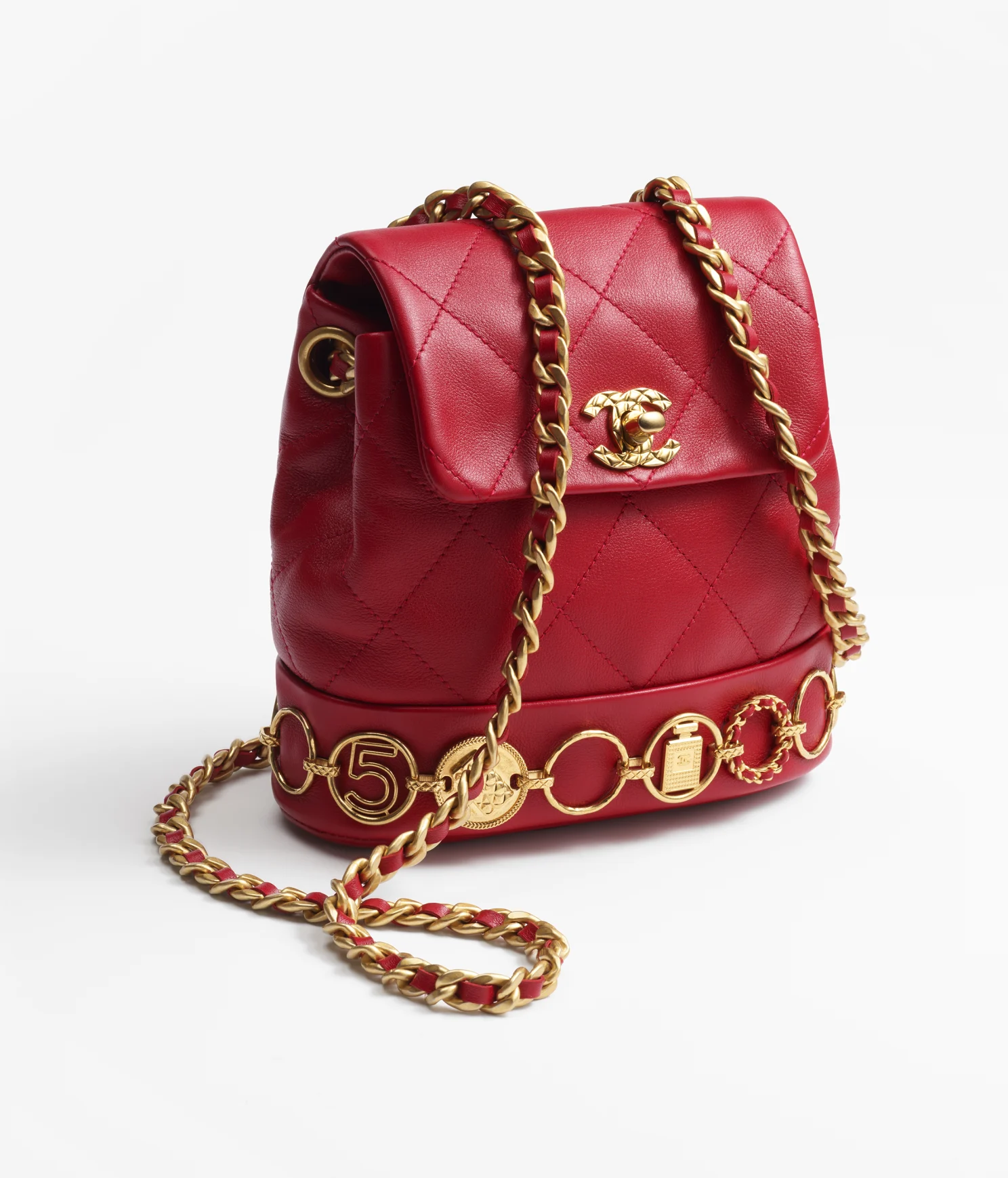 CHANEL / SMALL BACKPACK Calfskin & Gold-Tone Metal Red Ref. AS4275 B13658 NQ339 - LITELUX