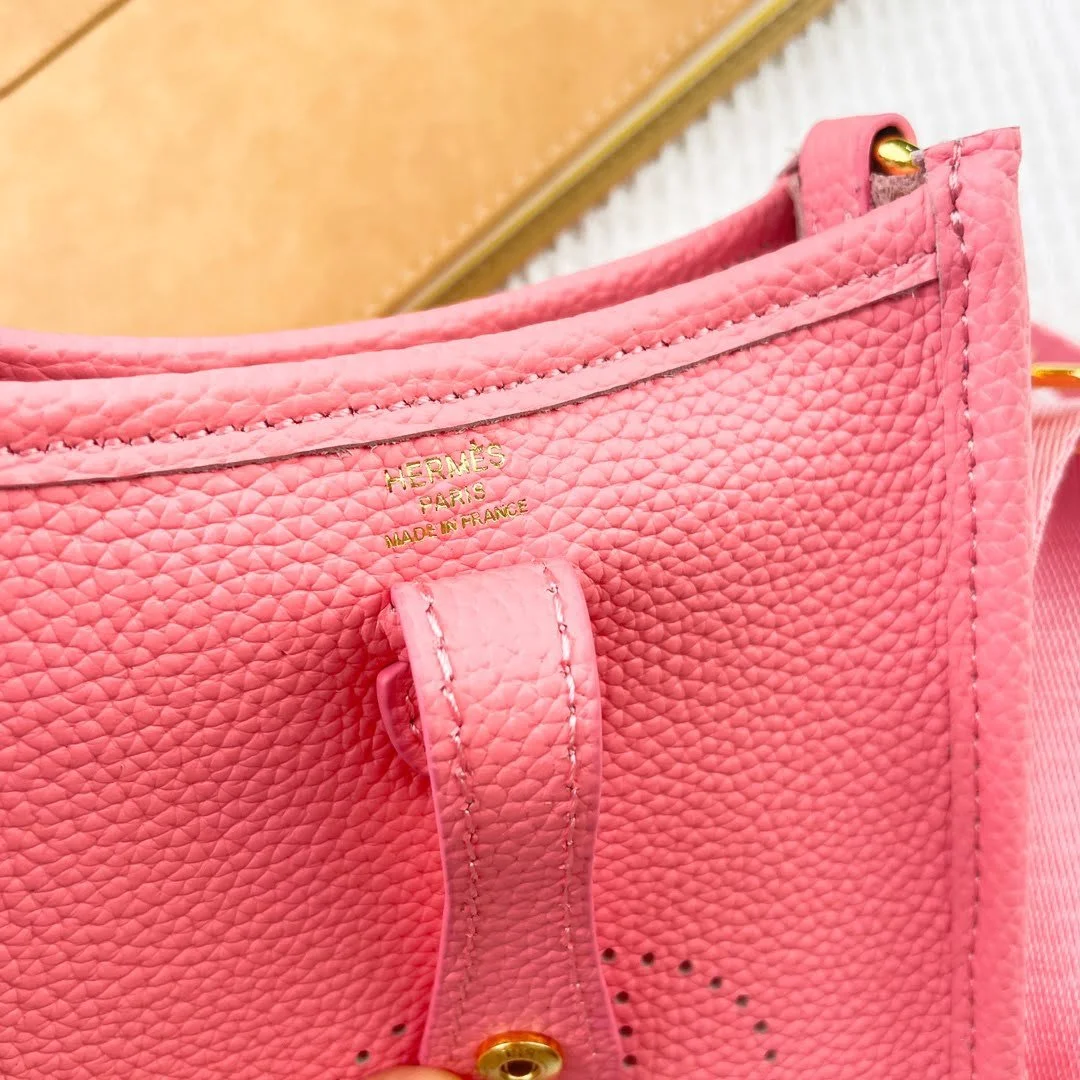 Hermès Evelyn TOGO mini phone bag Pink 336 size: 18*12.5*4cm - LITELUX