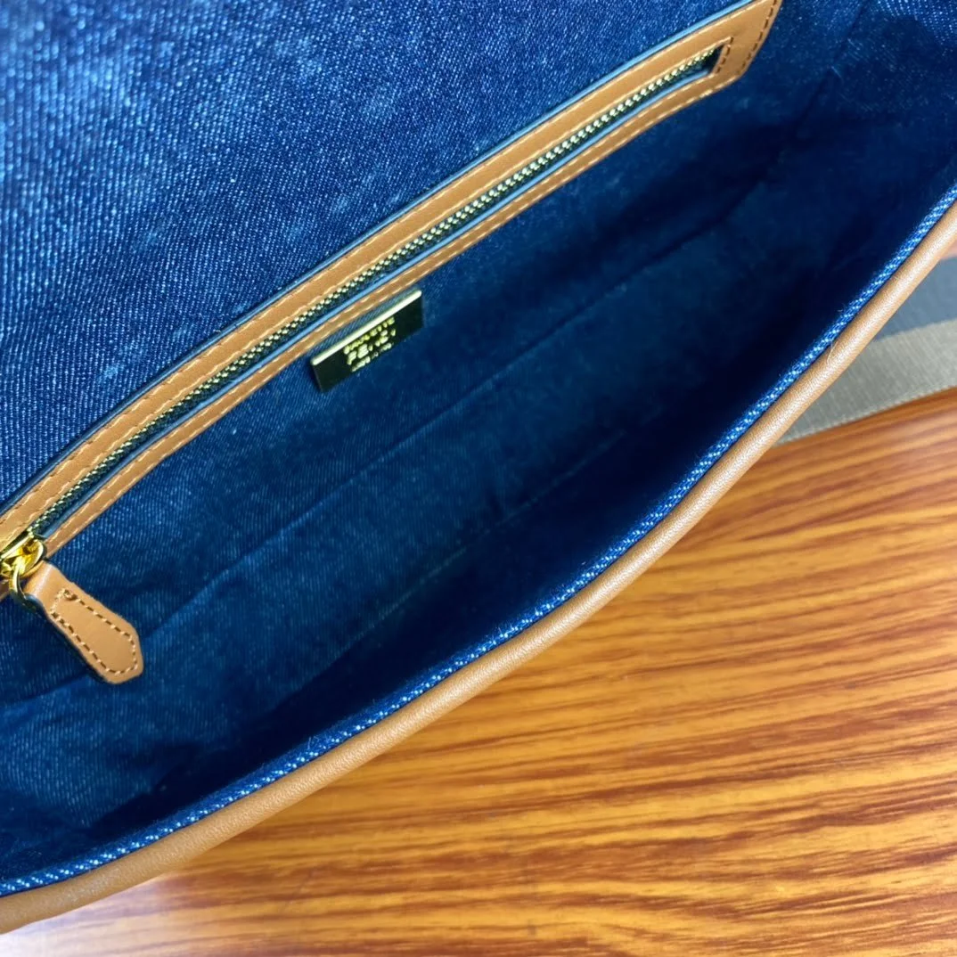 FENDI Baguette F embroidery Dark Blue shoulderbag F2029 Size: 26*5*15CM - LITELUX
