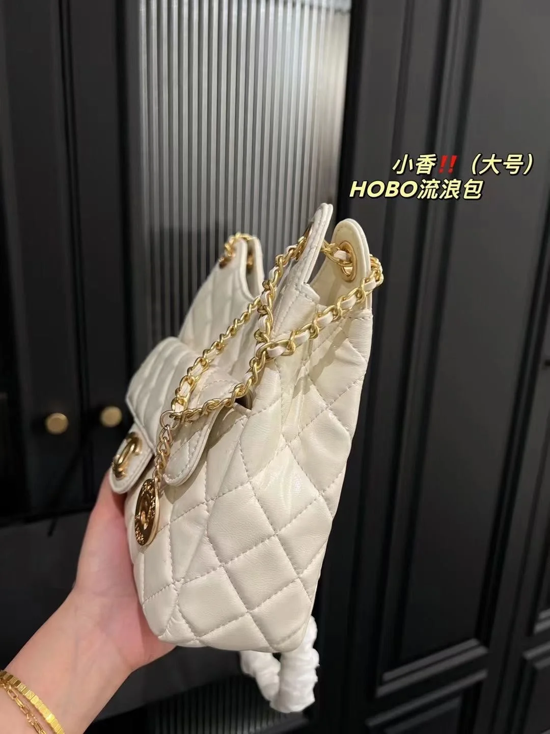 Chanel HOBO bag Oil wax leather white 3690 size: 22*20cm - LITELUX