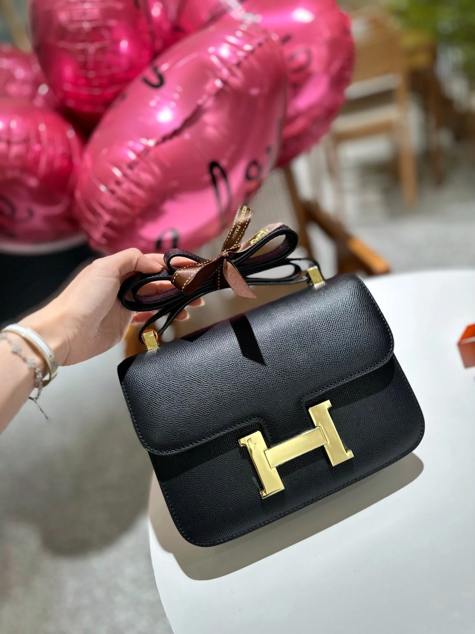 Hermès Constance cowhide leather Gold hardware Black size: 24cm/20cm - LITELUX