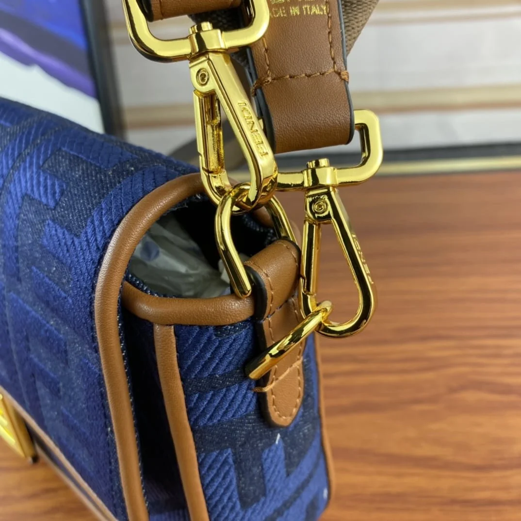 FENDI Baguette F embroidery Dark Blue shoulderbag F2029 Size: 26*5*15CM - LITELUX