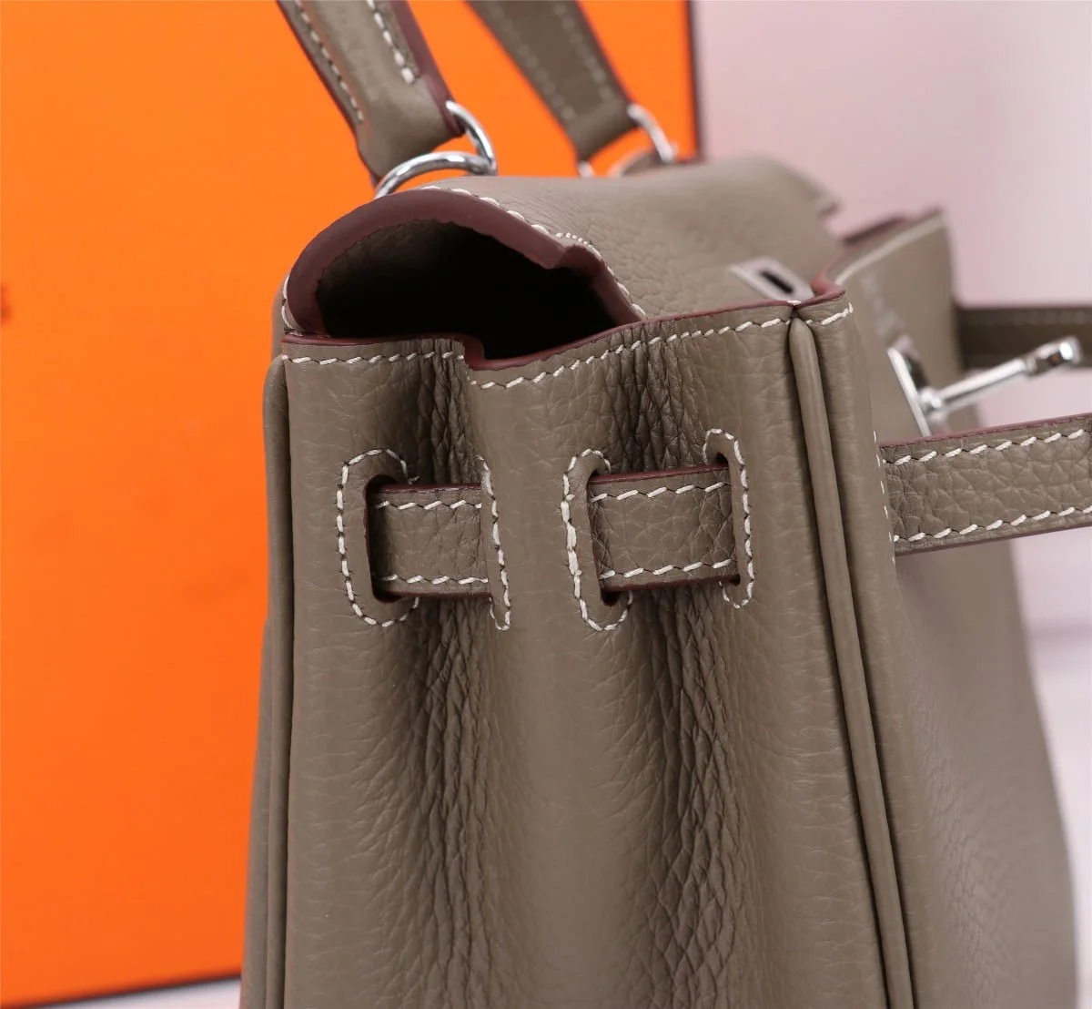 Hermès Kelly Togo Calf Sliver hardware Elephant grey size: 25Cm/ 28Cm - LITELUX