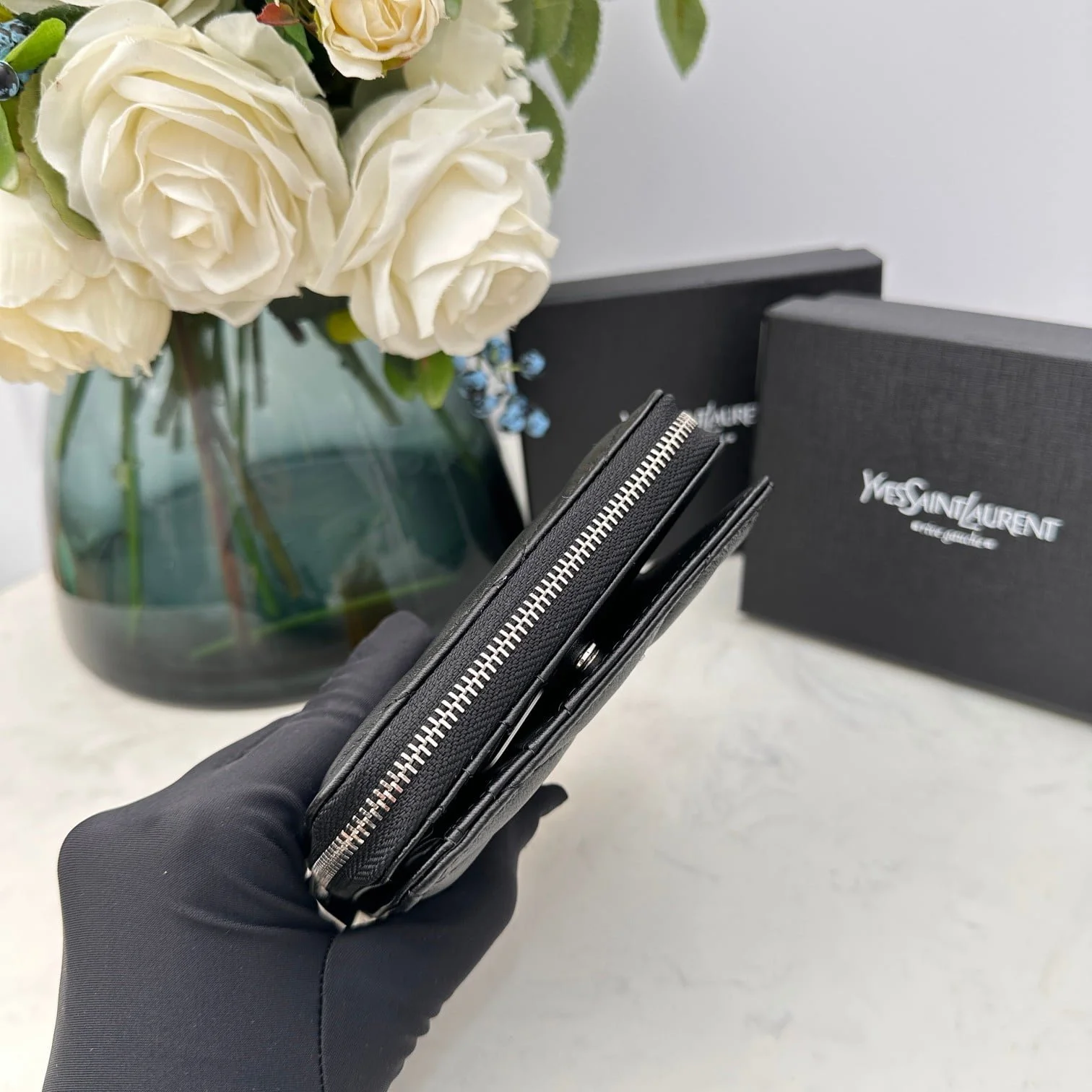 YSL SLP short round zipper money clip wallet 1890 size:12*10*3CM - LITELUX