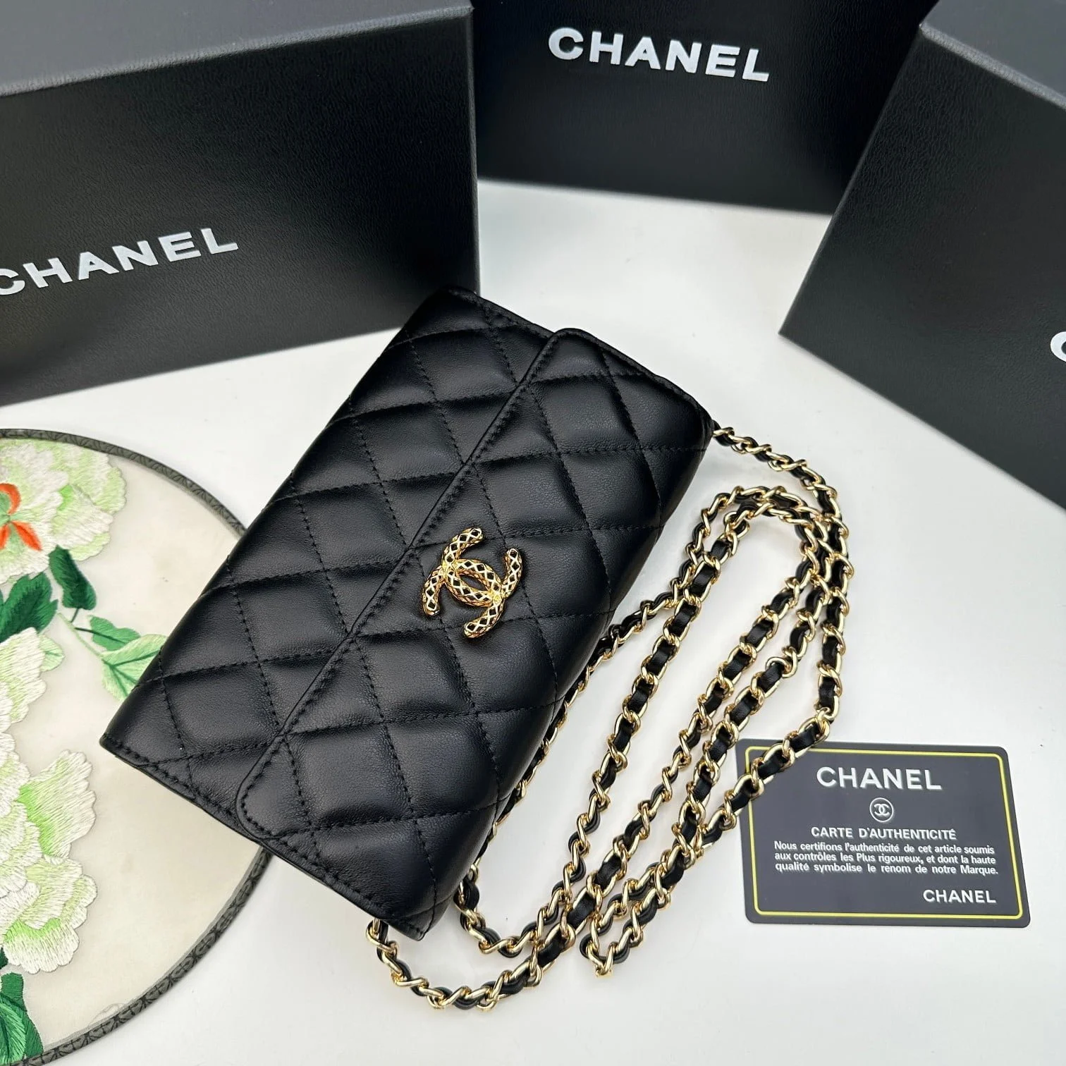 Chanel Rhombus cowhide chain crossbody bag black 8001 size: 18*10.5*3.5 cm - LITELUX