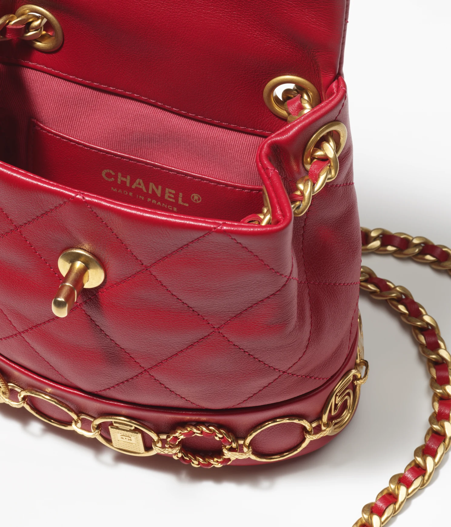 CHANEL / SMALL BACKPACK Calfskin & Gold-Tone Metal Red Ref.  AS4275 B13658 NQ339 - LITELUX