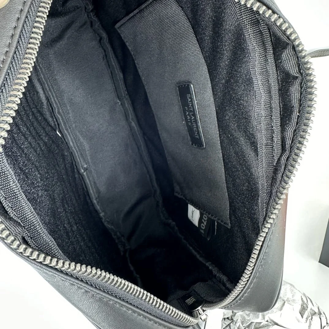 YSL MONOGRAM SAINT LAURENT LOU quilted leather camera bag black with sliver hardware 520534 size: 23*16*6CM - LITELUX