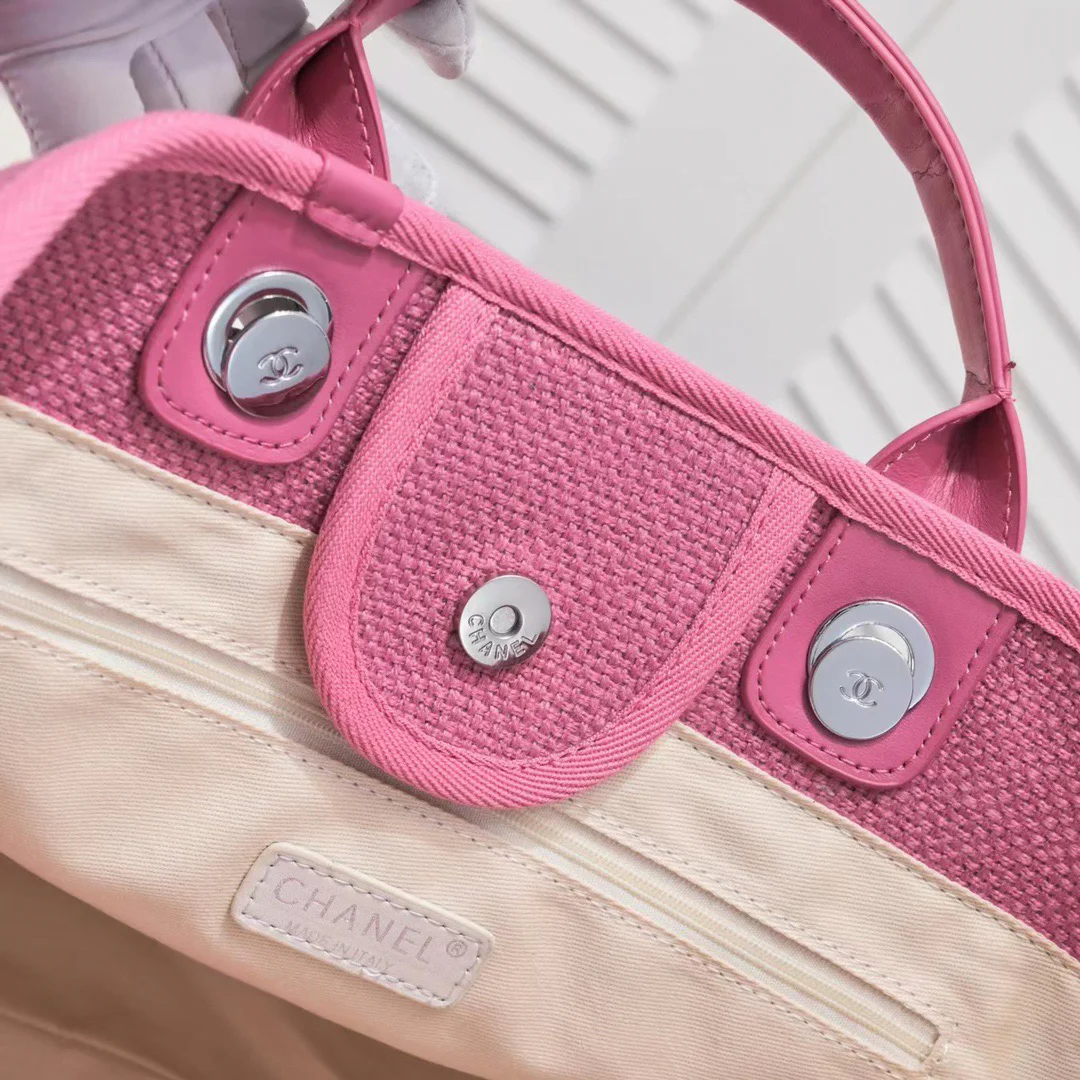 Chanel new beach bag denim bag pink with little wallet size: 48*38*30*14cm - LITELUX