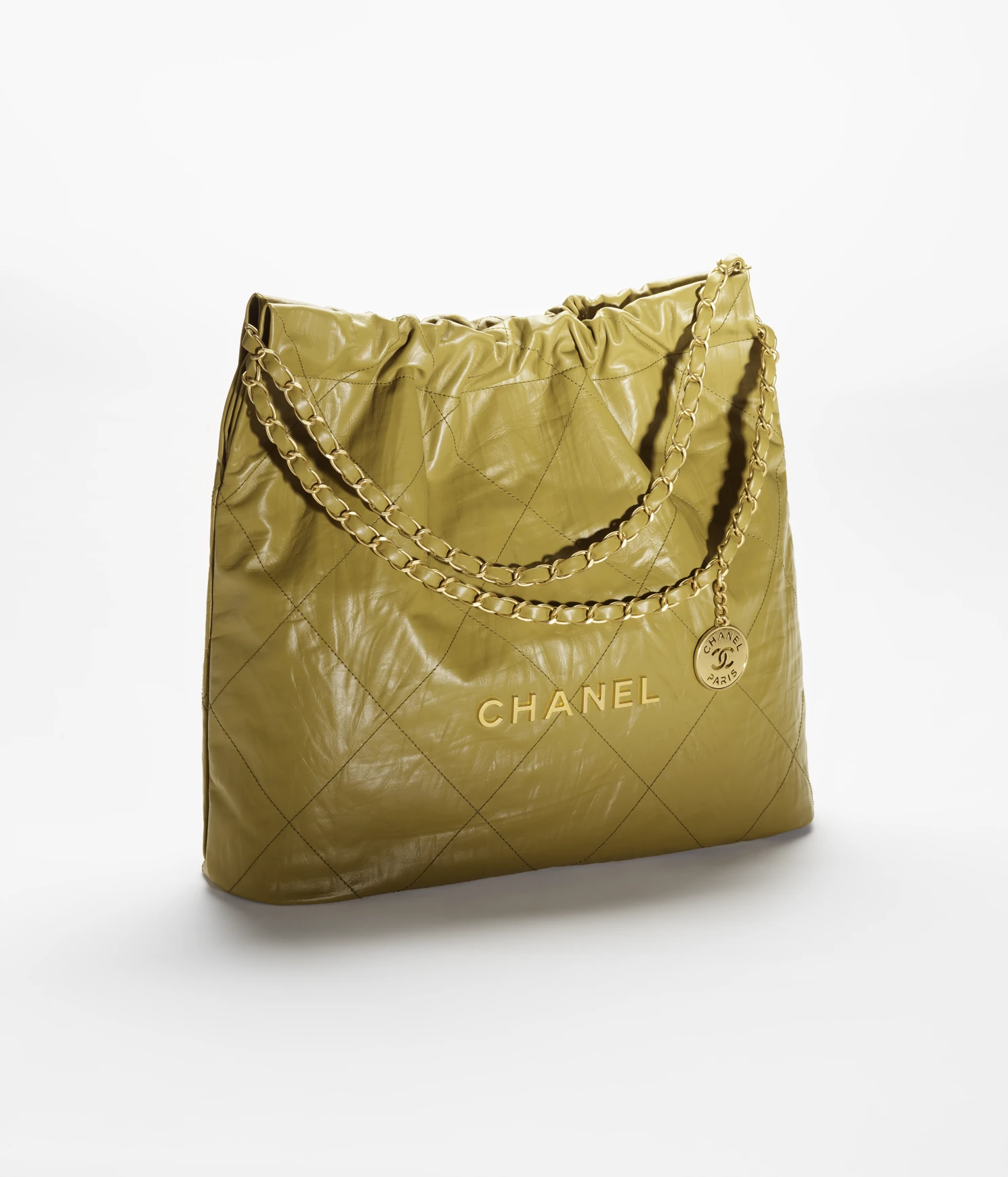 CHANEL / CHANEL 22 HANDBAG Crumpled Calfskin & Gold-Tone Metal Green - LITELUX