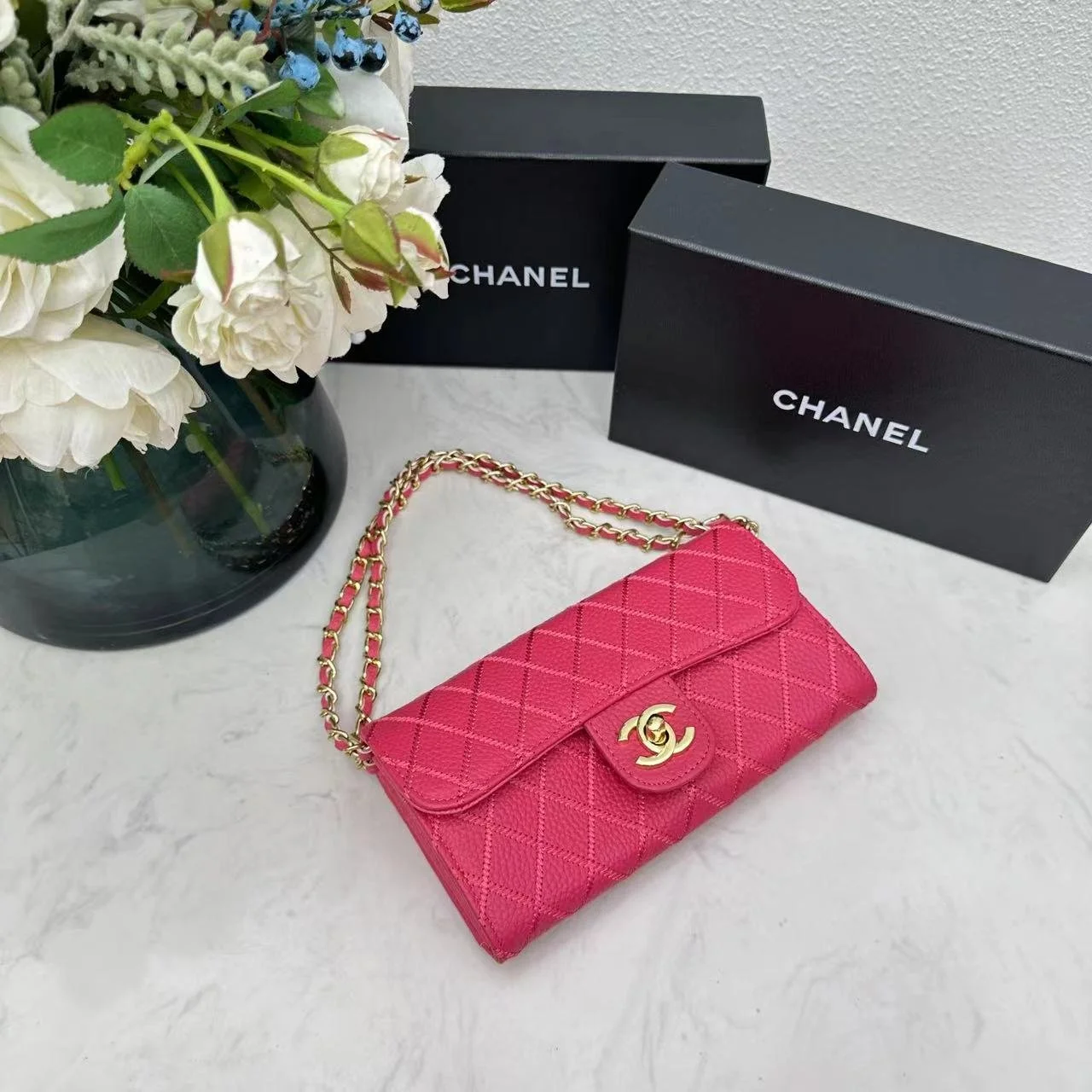 Chanel chain crossbody bag diamond and litchi cowhide 50098 size: 19*10*3.5cm - LITELUX