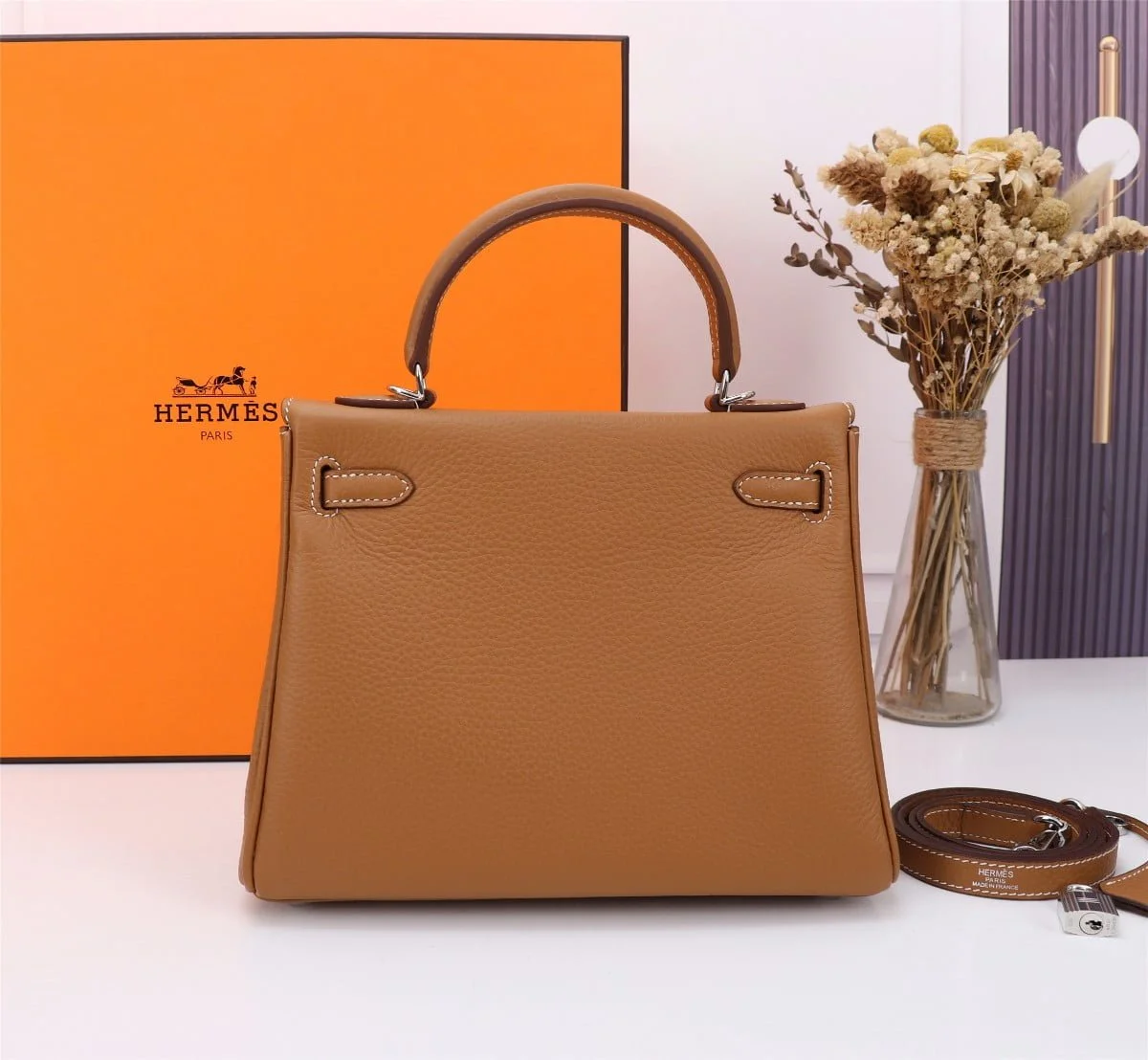Hermès Kelly Togo Calf Sliver hardware Golden brown size: 25Cm/ 28Cm - LITELUX