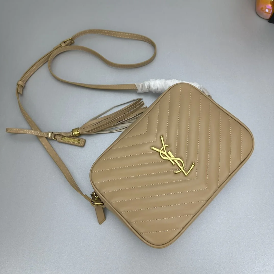 YSL MONOGRAM SAINT LAURENT LOU quilted leather camera bag khaki with gold hardware 520534 size: 23*16*6CM - LITELUX