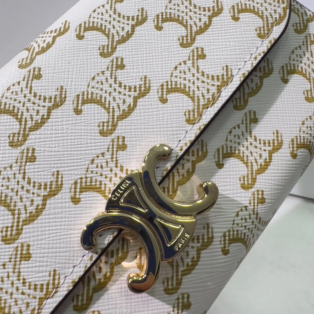 CELINE Presbyopia pattern white Chain bag 621663 Size:19*10.5*3.5cm - LITELUX