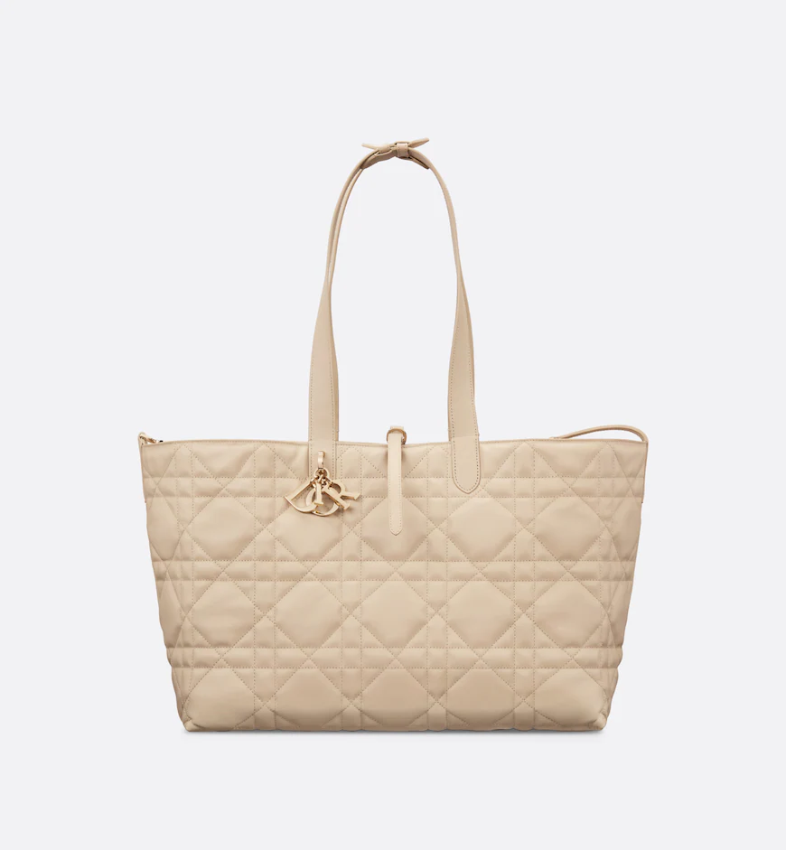 DIOR / LARGE DIOR TOUJOURS BAG Powder Beige Macrocannage Calfskin M2820OSHJ_M51U - LITELUX