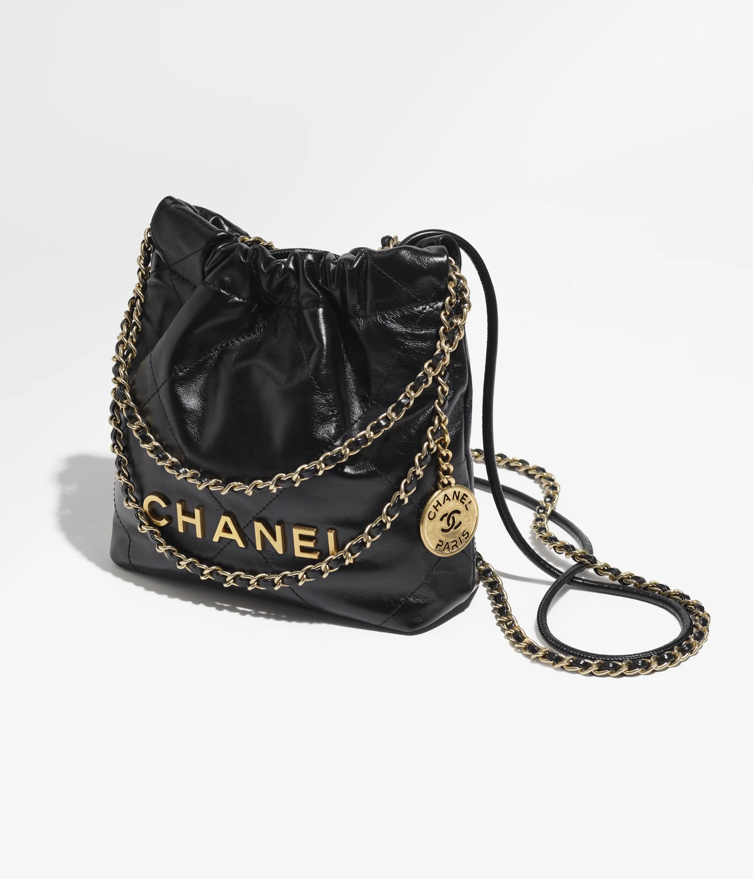 CHANEL / CHANEL 22 MINI HANDBAG Shiny Calfskin & Gold-Tone Metal Black Ref. AS3980 B08037 94305 - LITELUX