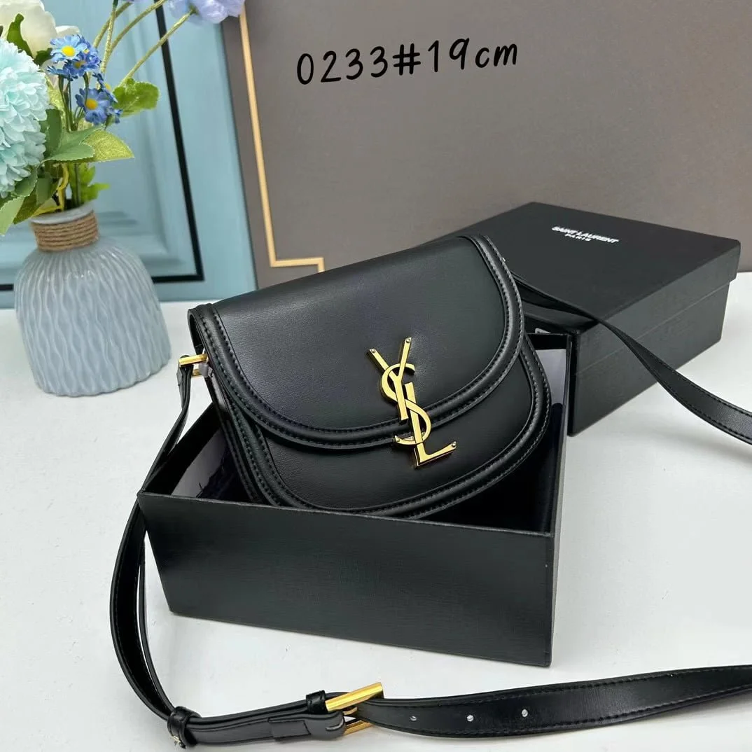 YSL saddle cowhide leather shoulder bag 0233 black size: 19*16*6cm - LITELUX