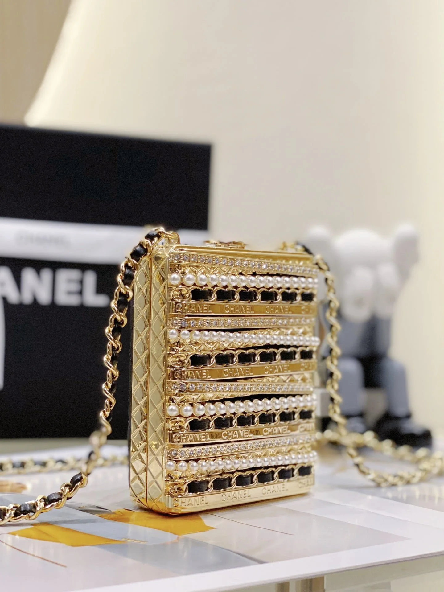 chanel22k dinner bag gold Pearl string size: 11*9*4.5cm - LITELUX