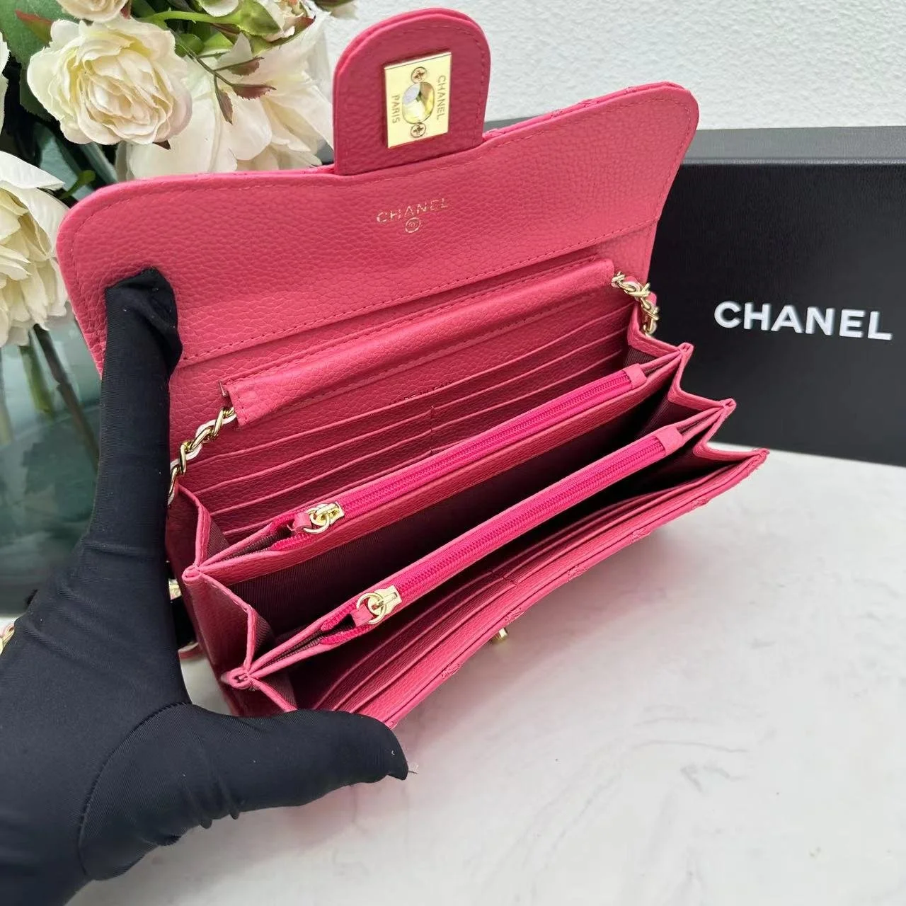 Chanel chain crossbody bag diamond and litchi cowhide 50098 size: 19*10*3.5cm - LITELUX