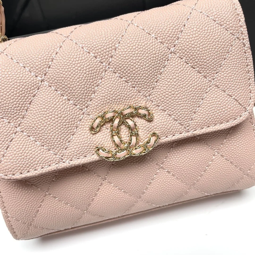 Chanel Black Horse Kelly Lichee cowhide long handle bag 9100 pink size:19*10*4.5cm - LITELUX
