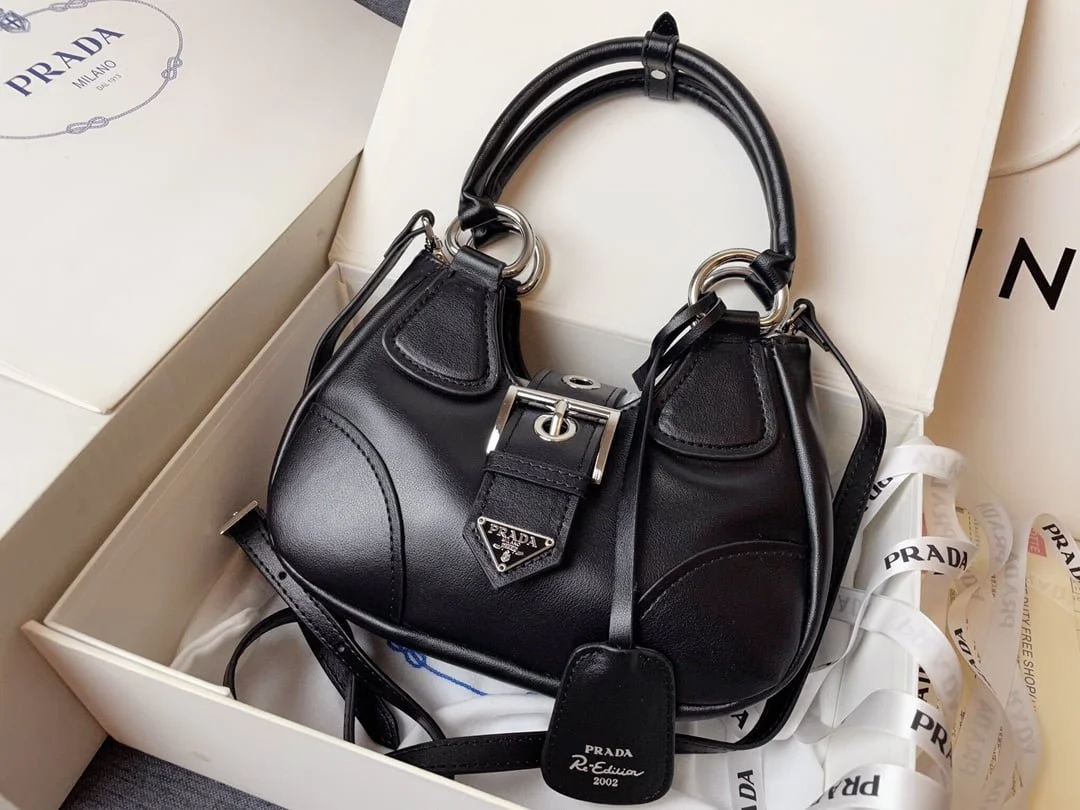 Prada leather Underarm bag black 1BA381 size: 22.5cm - LITELUX