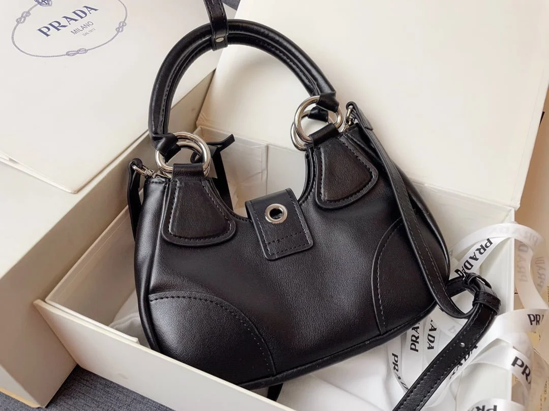 Prada leather Underarm bag black 1BA381 size: 22.5cm - LITELUX