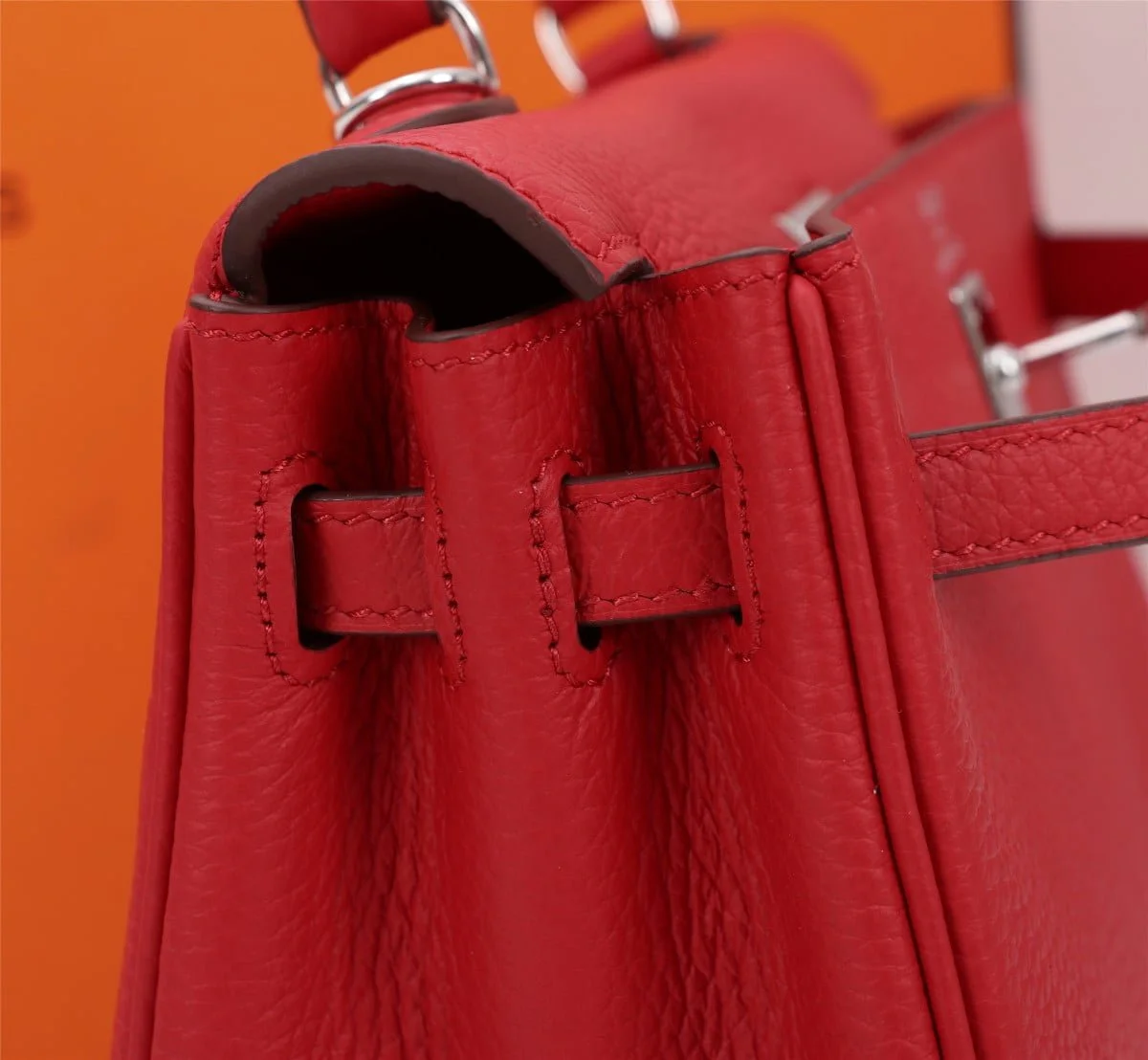 Hermès Kelly Togo Calf Sliver hardware Red size: 25Cm/ 28Cm - LITELUX