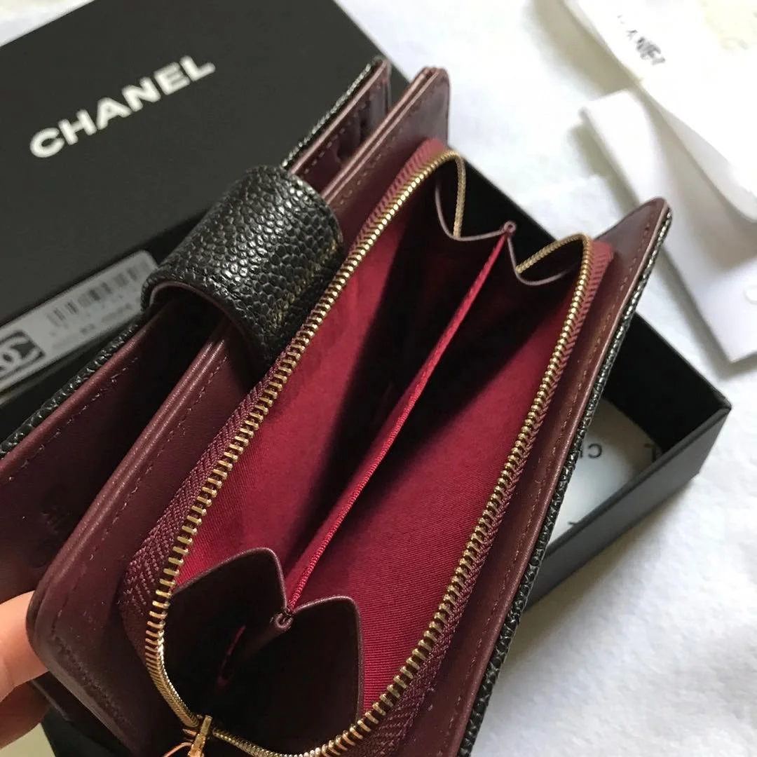 Chanel sheepskin wallet with gold and sliver hardware 50073 size: 15*10cm - LITELUX