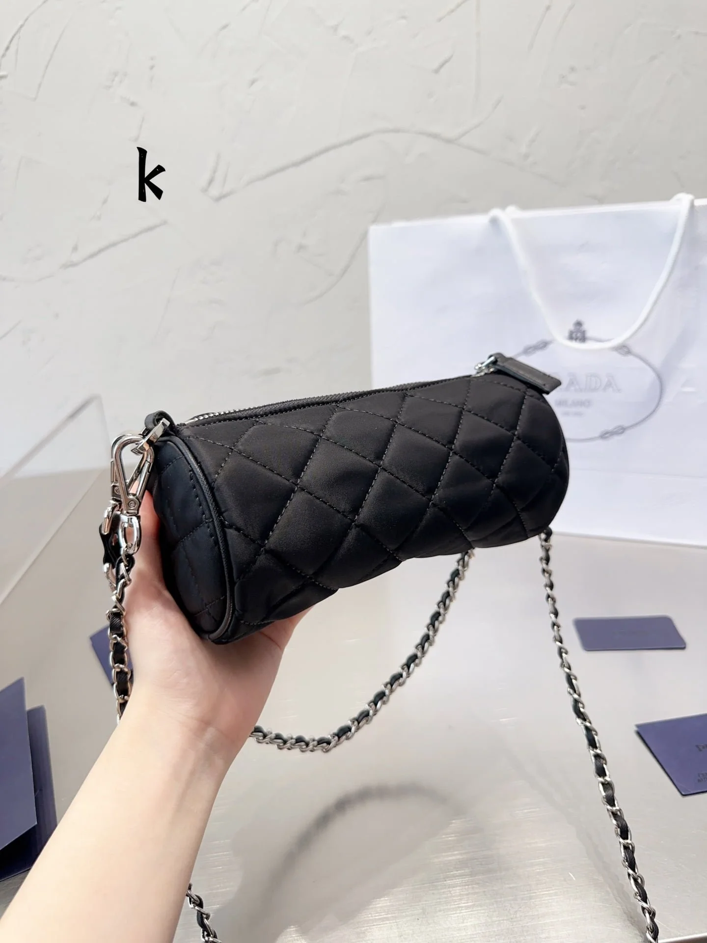 Prada Medieval cylinder nylon bag size: 19* 9cm - LITELUX