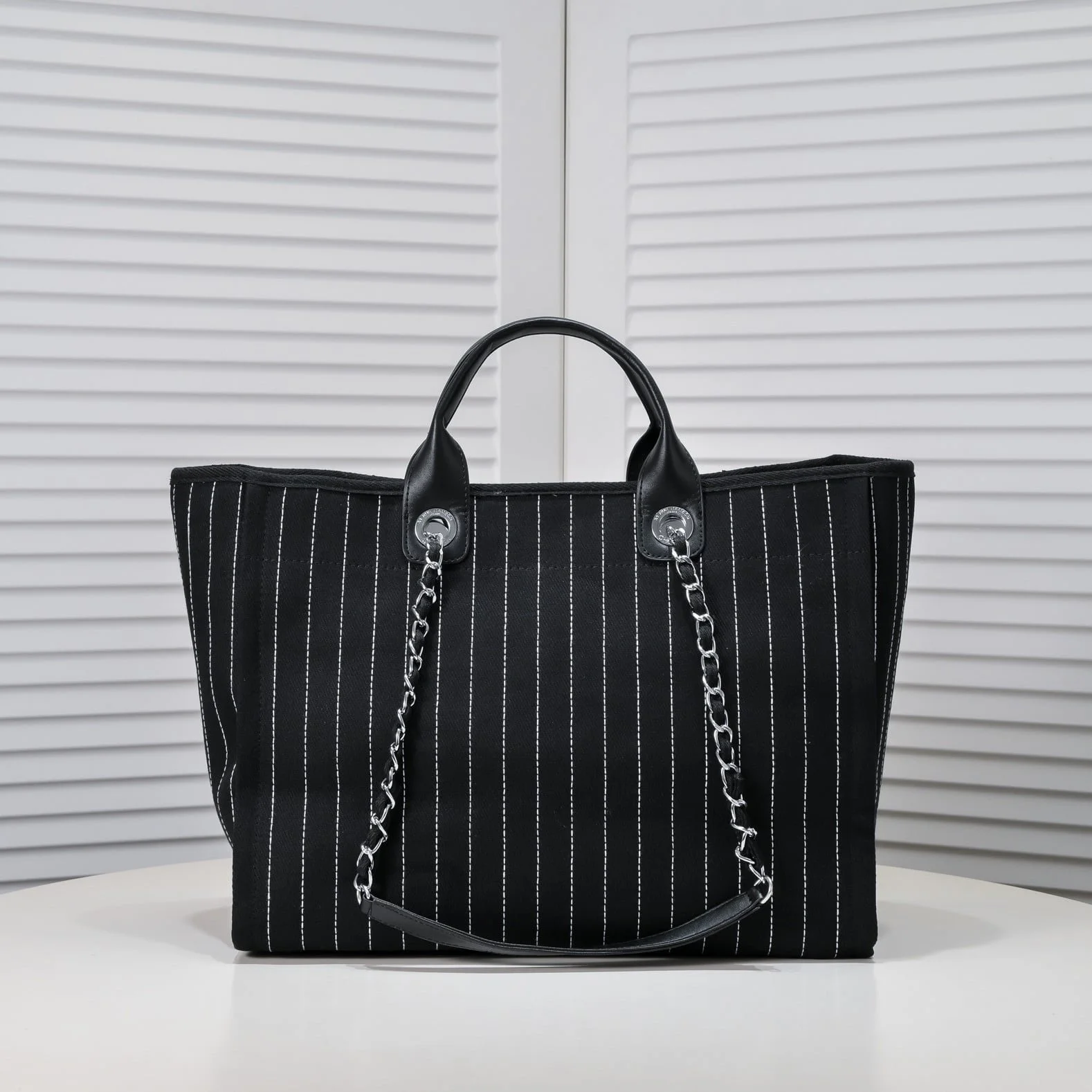 Chanel new beach bag denim bag Black with little wallet size: 48*38*30*14cm - LITELUX