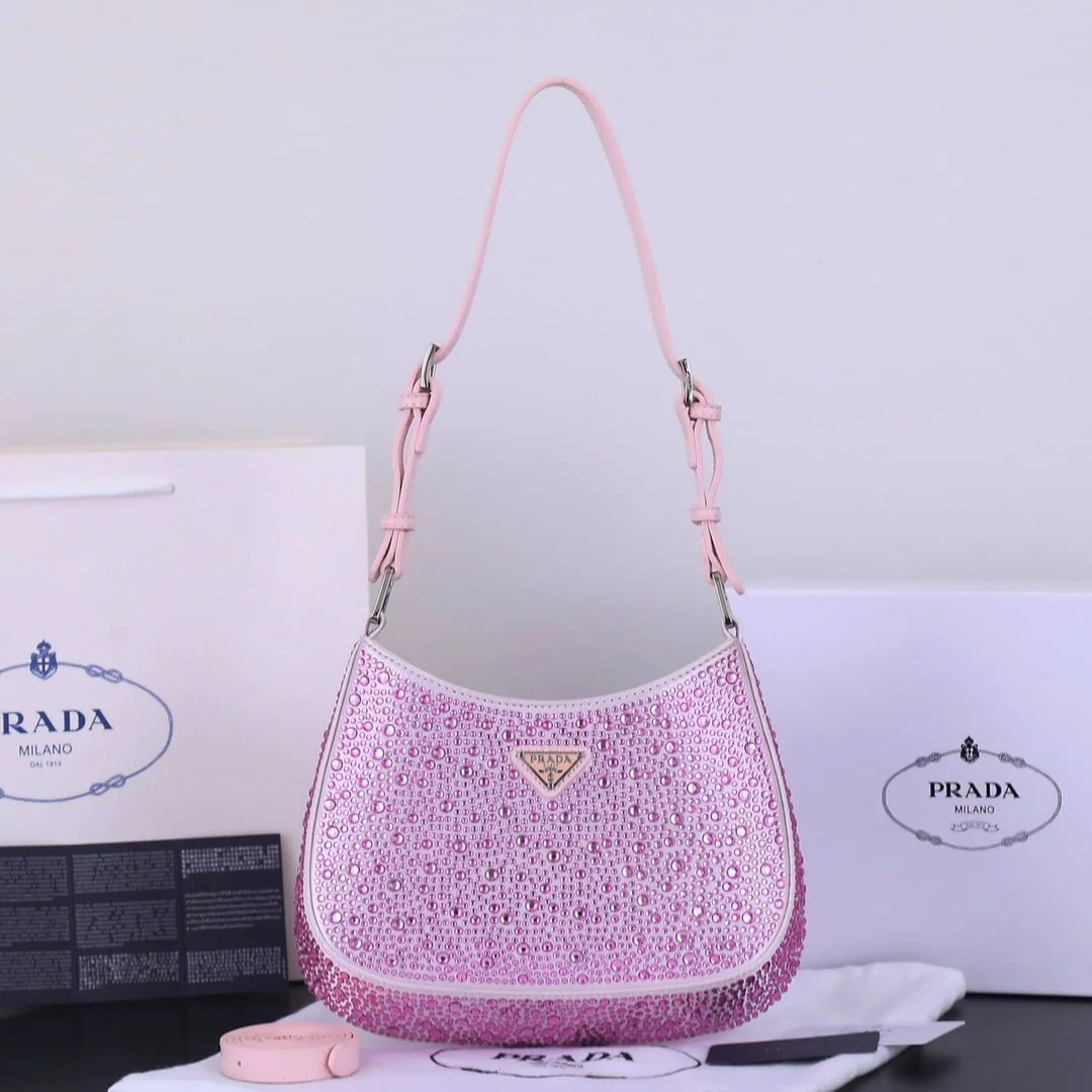 Prada Ss21 Hobo BlingBling 8801 pink size: 22*18*5cm - LITELUX