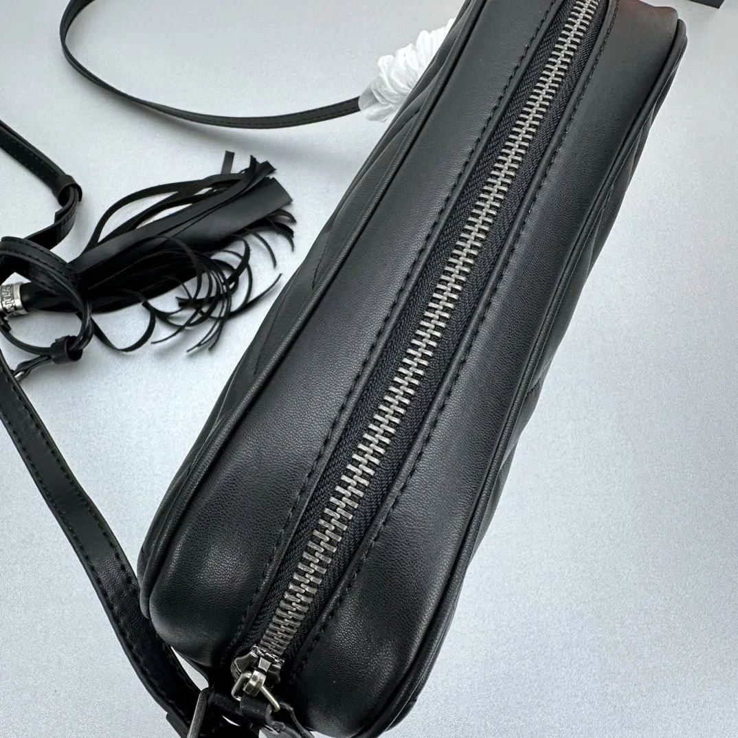 YSL MONOGRAM SAINT LAURENT LOU quilted leather camera bag black with sliver hardware 520534 size: 23*16*6CM - LITELUX