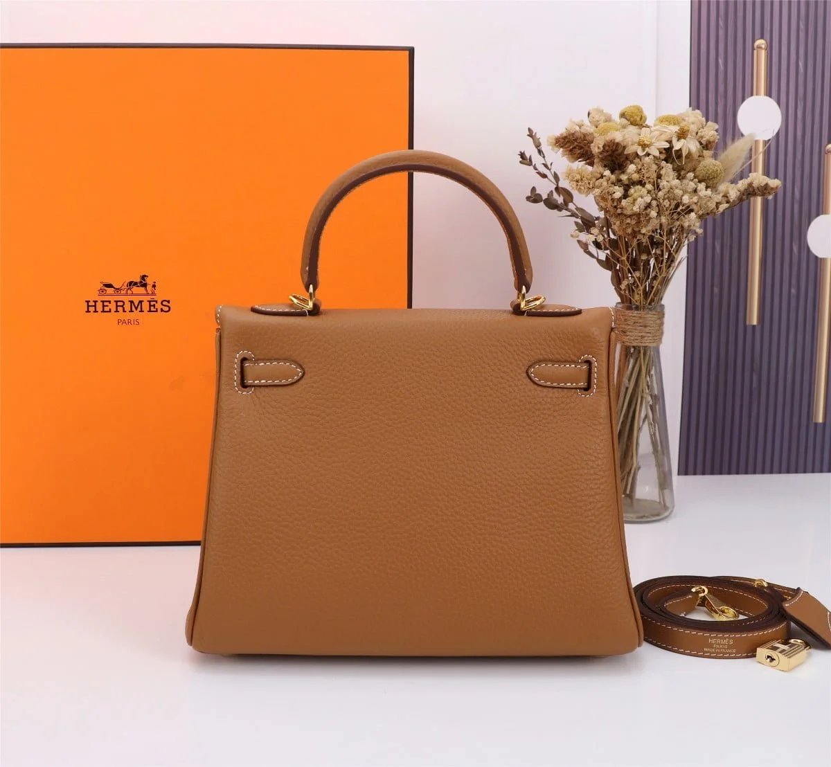 Hermès Kelly Togo Calf Gold hardware Golden brown size: 25Cm/ 28Cm - LITELUX
