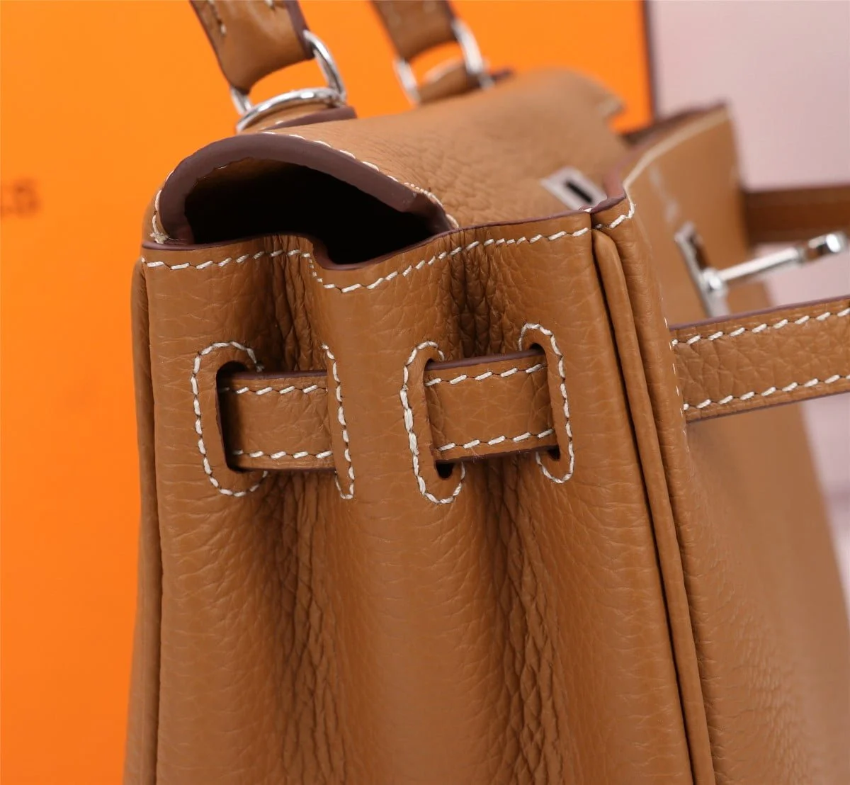 Hermès Kelly Togo Calf Sliver hardware Golden brown size: 25Cm/ 28Cm - LITELUX