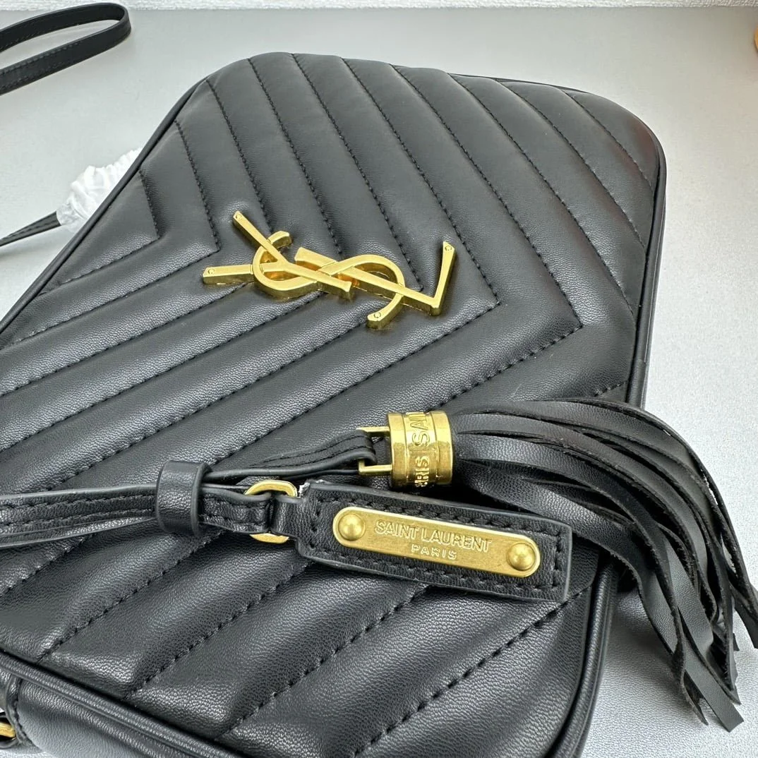 YSL MONOGRAM SAINT LAURENT LOU quilted leather camera bag black with gold hardware 520534 size: 23*16*6CM - LITELUX