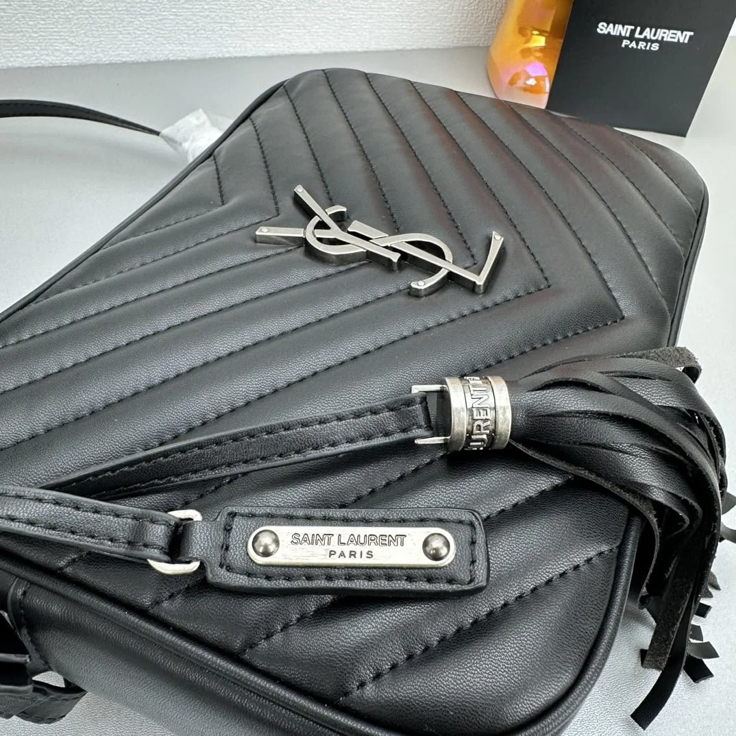 YSL MONOGRAM SAINT LAURENT LOU quilted leather camera bag black with sliver hardware 520534 size: 23*16*6CM - LITELUX
