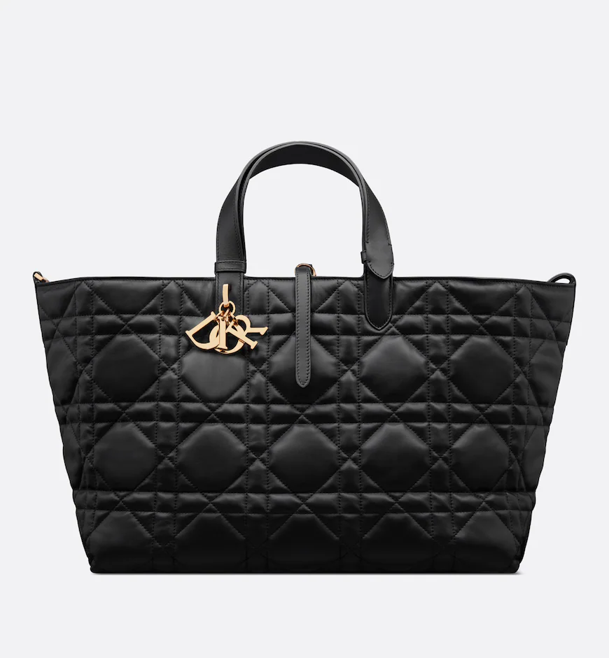 DIOR / LARGE DIOR TOUJOURS BAG Black Macrocannage Calfskin M2820OSHJ_M900 - LITELUX