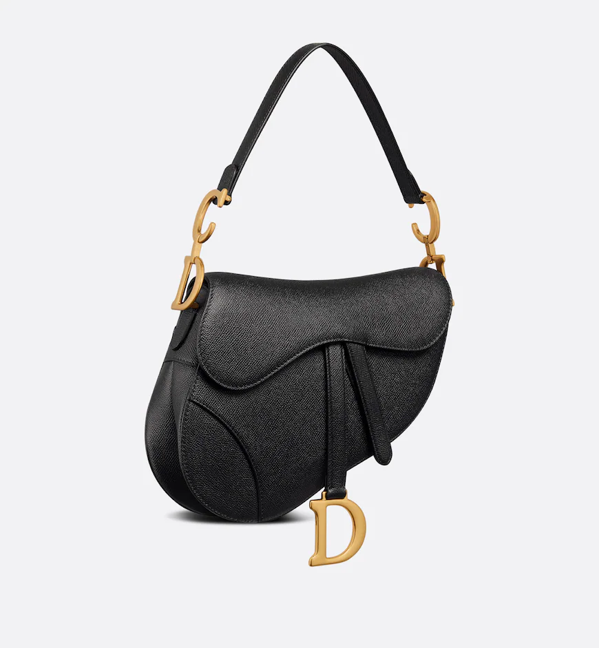 DIOR / SADDLE BAG WITH STRAP Black Grained Calfskin M0455CBAA_M900 - LITELUX