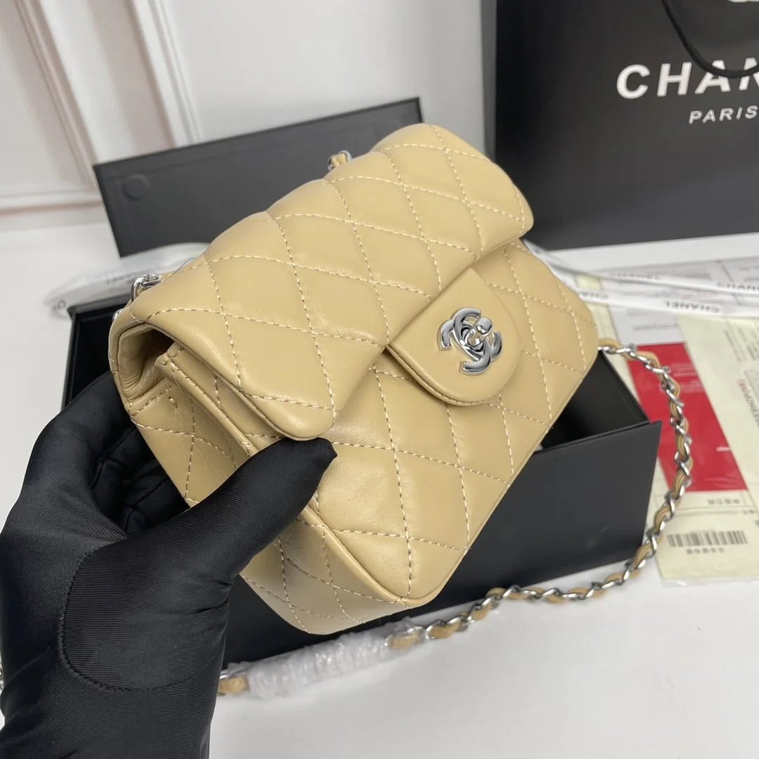 Chanel cf Square Fat 1115 sheepskin leather ginger size: 18*14*7cm - LITELUX