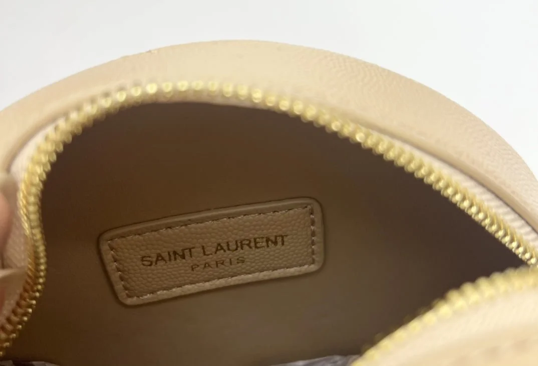 YSL round bun bag with chain strap apricot size: 17cm - LITELUX