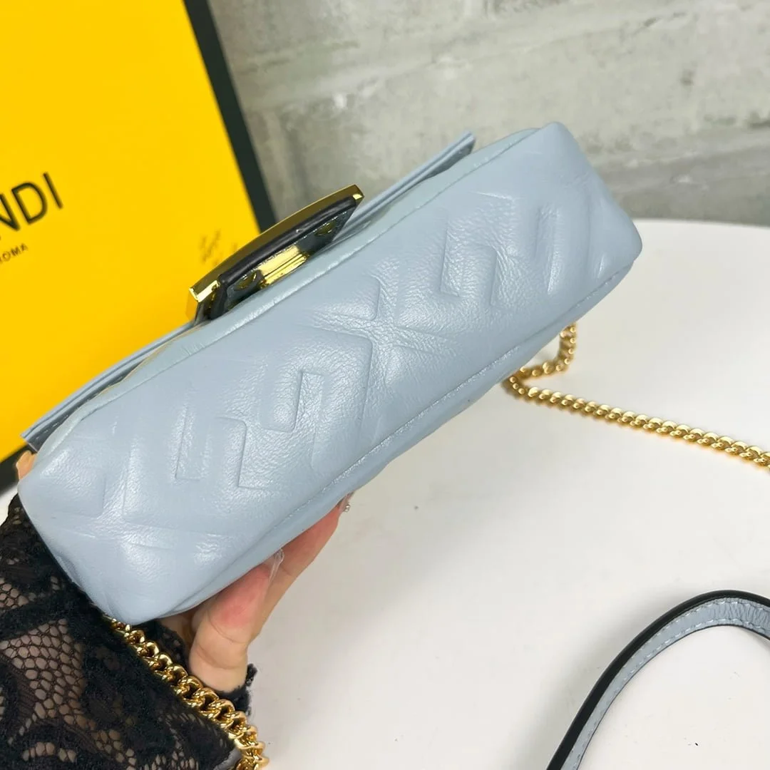 FENDI BAGUETTE Mini Chain Strap Light Blue Handbag Size: 4*18*11cm - LITELUX