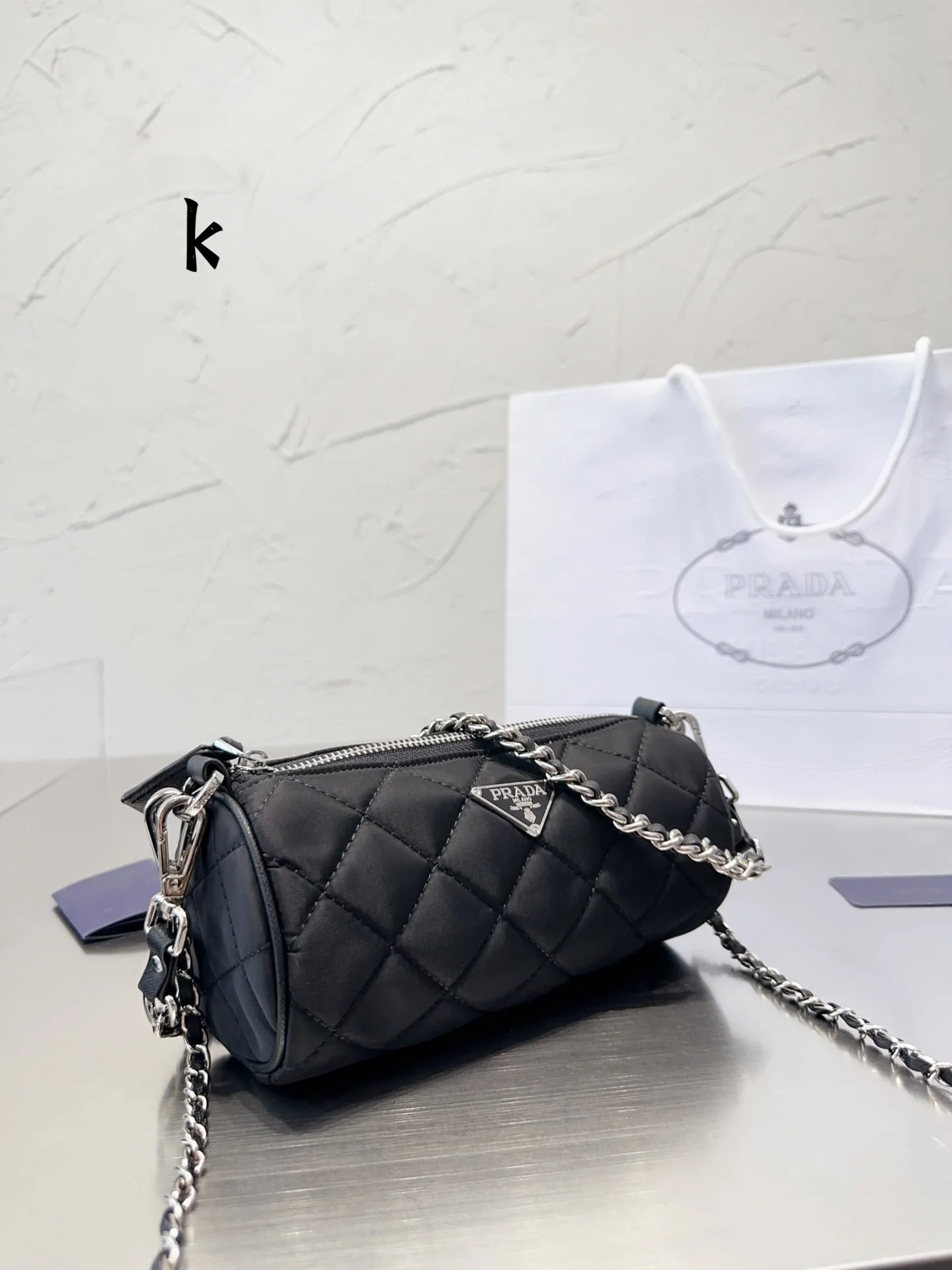 Prada Medieval cylinder nylon bag size: 19* 9cm - LITELUX