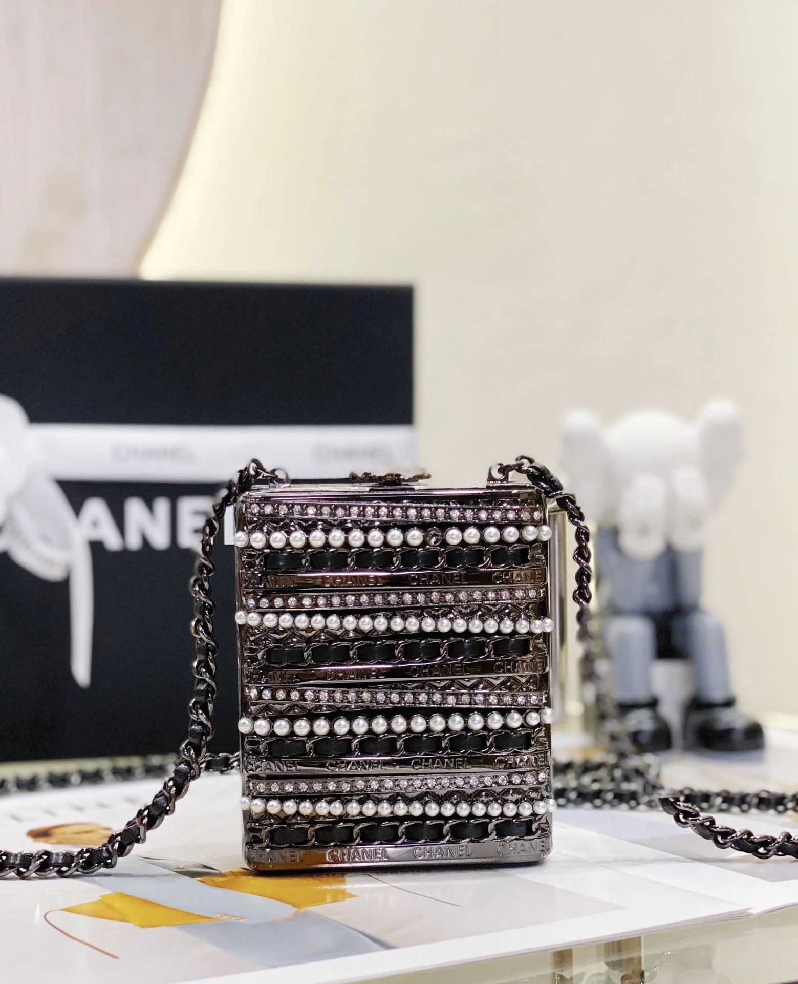 chanel22k dinner bag black Pearl string size: 11*9*4.5cm - LITELUX