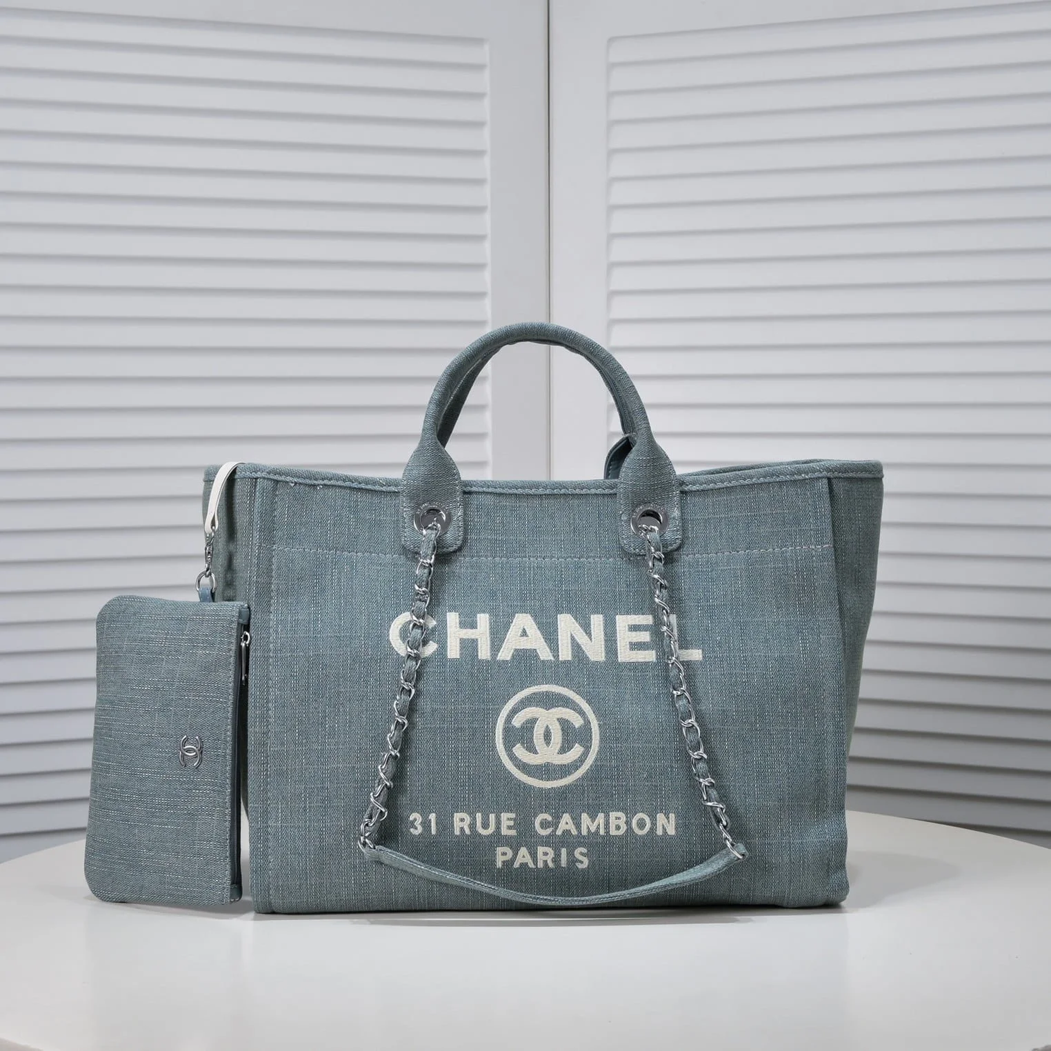 Chanel new beach bag denim bag Blue with little wallet size: 48*38*30*14cm - LITELUX