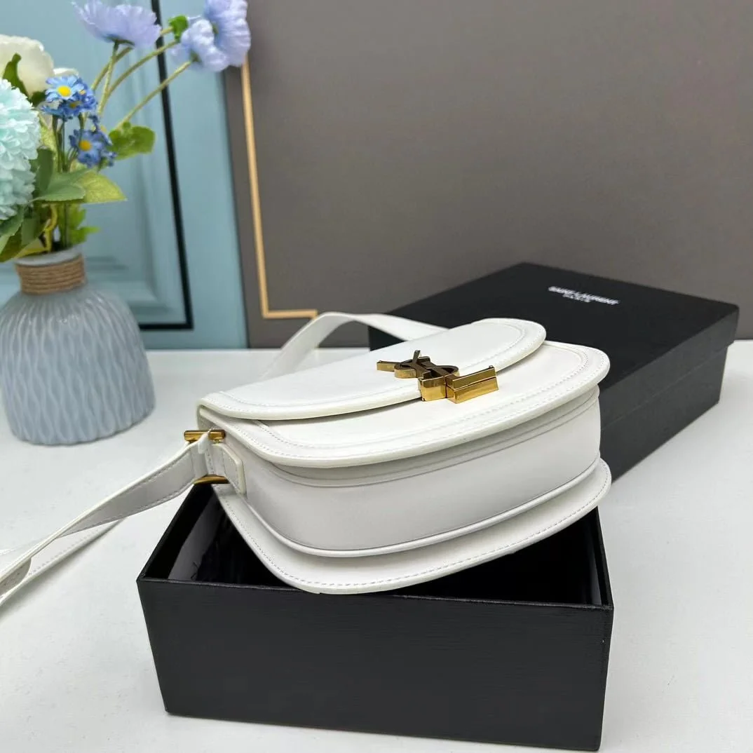 YSL saddle cowhide leather shoulder bag 0233 white size: 19*16*6cm - LITELUX