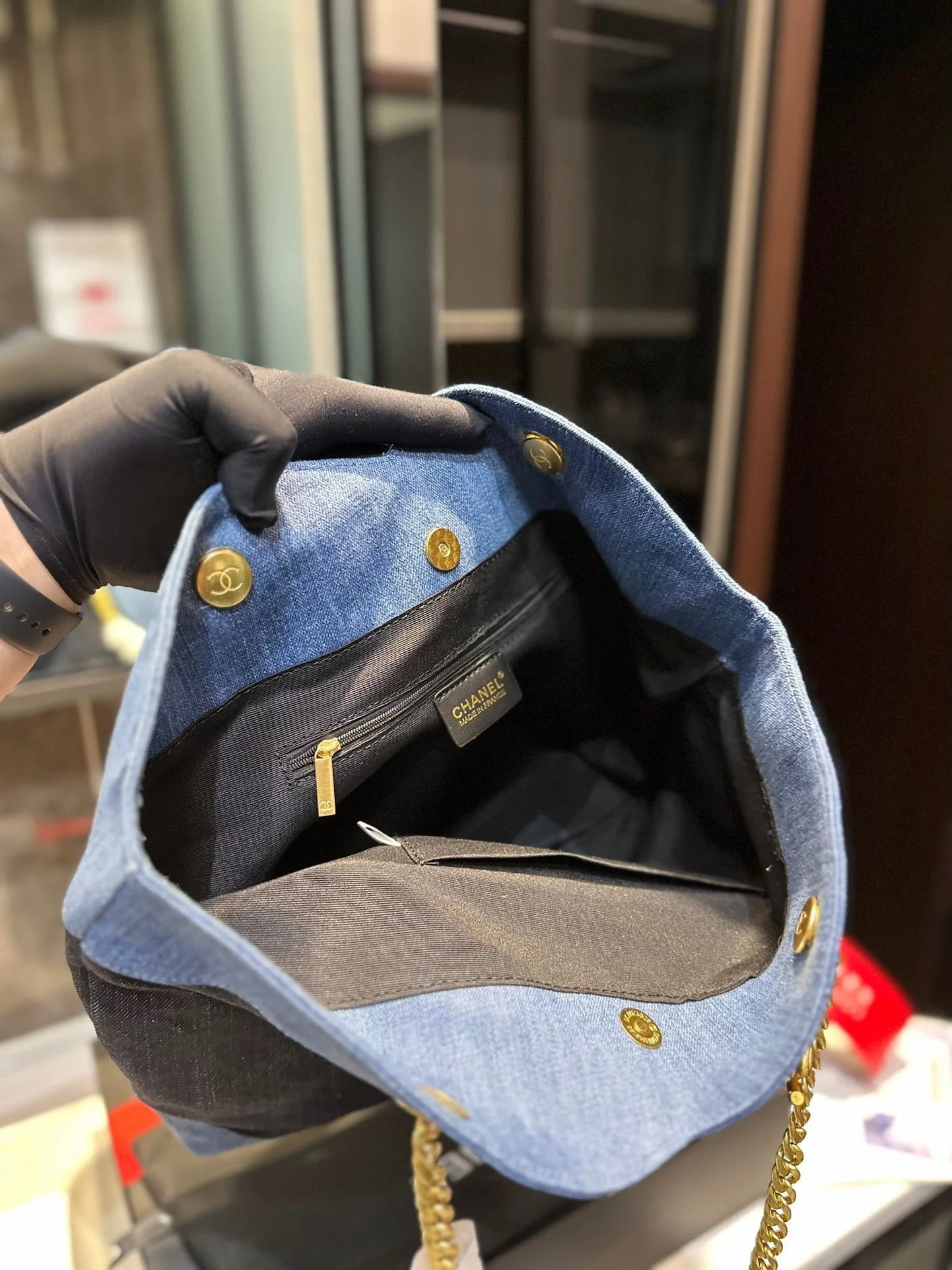 Chanel ramie cotton denim shopping bag beach bag size: 33* 32cm - LITELUX